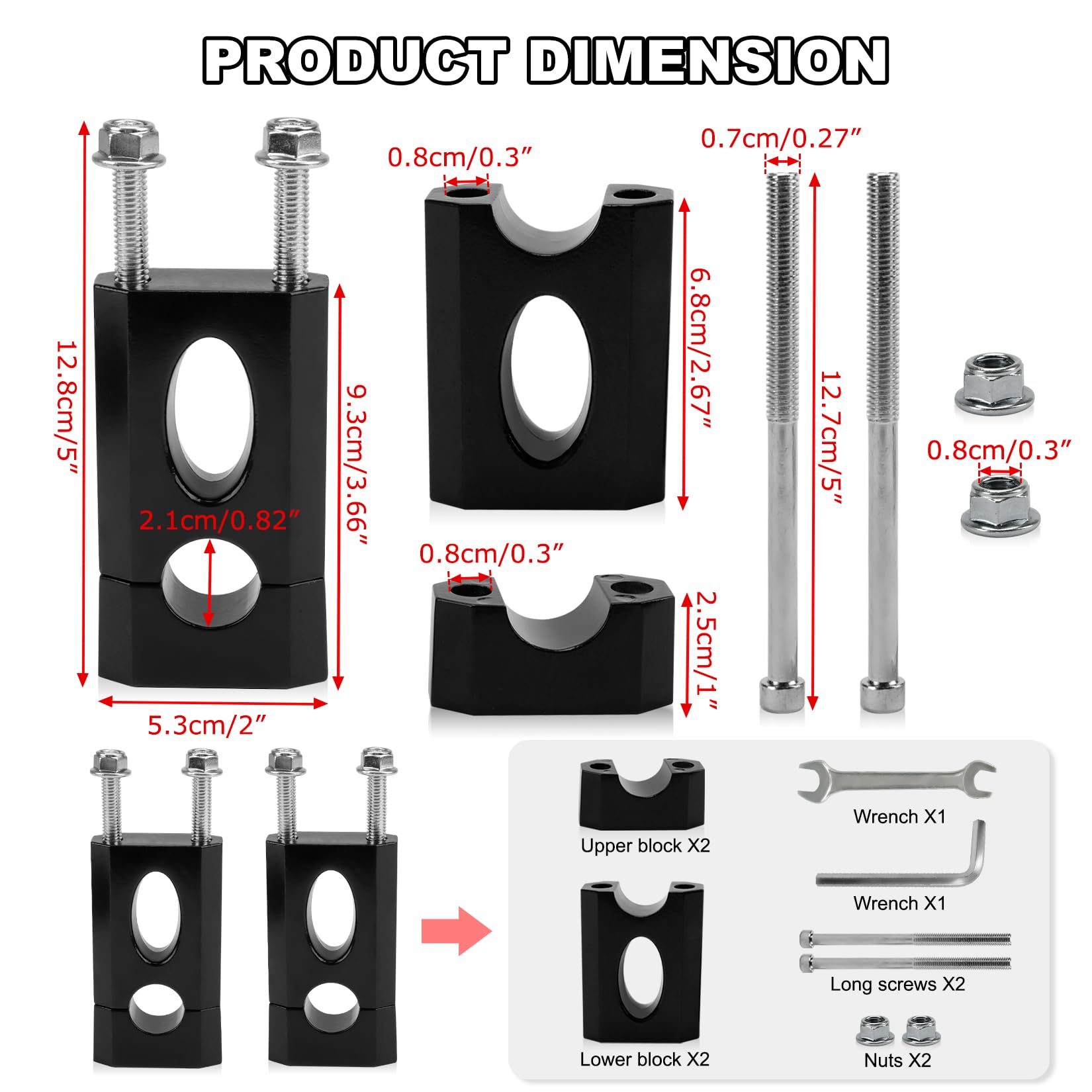7/8'' Handlebar Risers - 7/8'' 22 mm Handlebar Mount Clamp Risers for Coleman Bt200x Ct200 SSR125 Razor MX350 MX650 Dirt Pit Bik