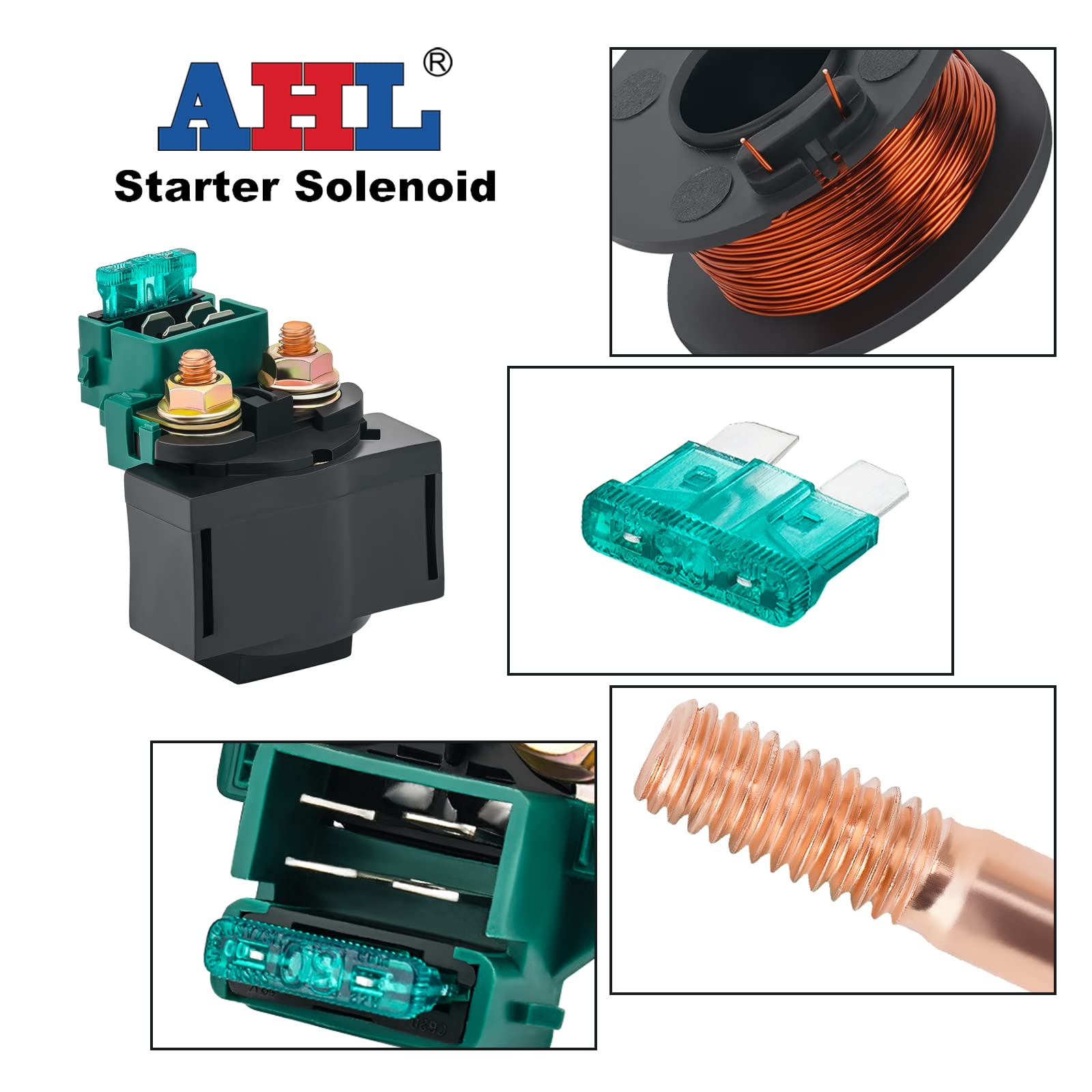 AHL Starter Solenoid Relay for Kawasaki Bayou 220 KLF220 1988-2002,Bayou 250 KLF250 2003-2010,VN800 Vulcan 800 1996-2005,KLX650