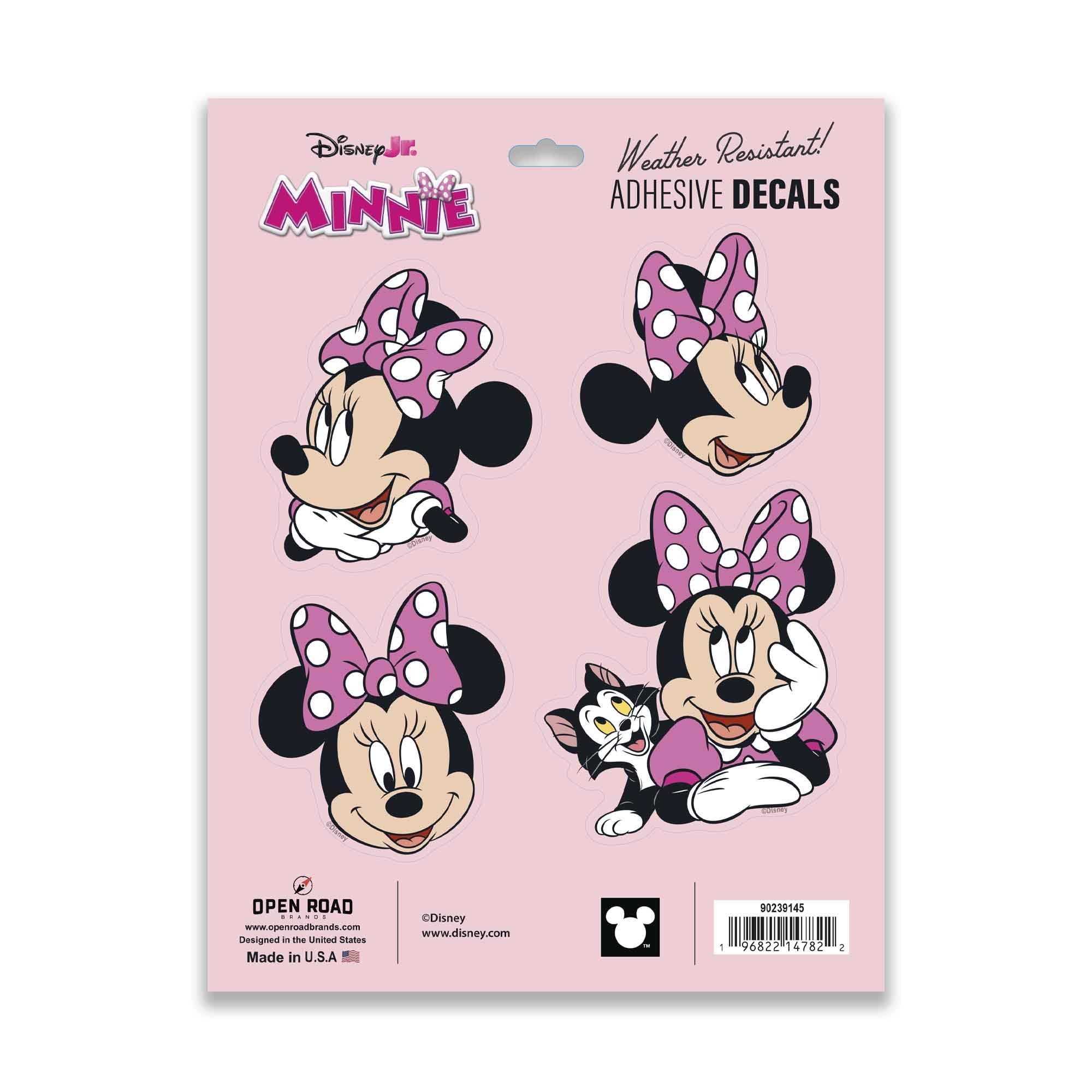 Disney Minnie Mouse Adhesive Vinyl Decals - Cute Minnie Stickers for Car or Truck, 1 Pack (4 Count)
