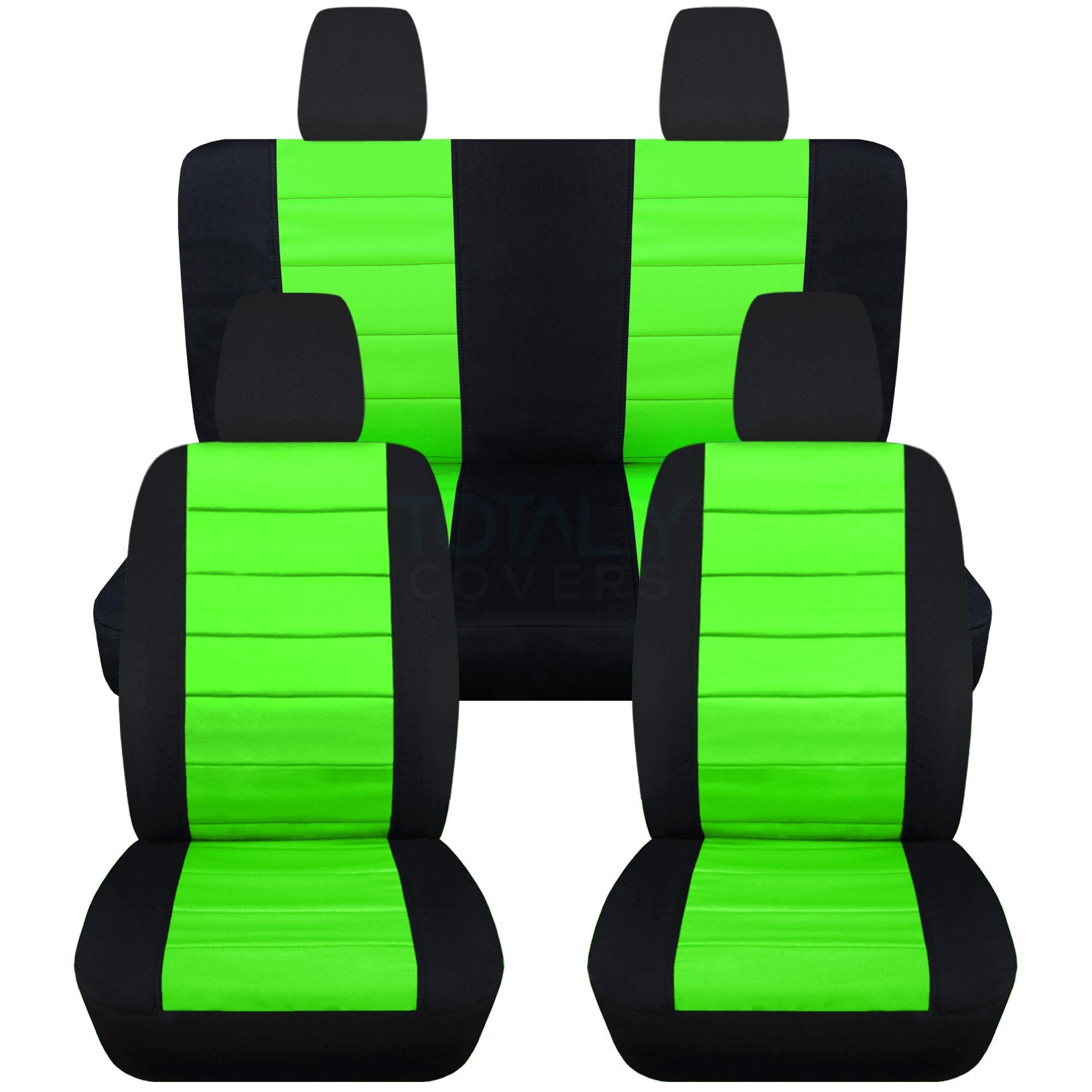 Totally Covers Compatible With 2011-2018 Jeep Wrangler Jk Seat Covers: Black & Lime Green - Full Set: Front & Rear (23 Colors) 2-Door/4-Door Complete Back Solid/Split Bench