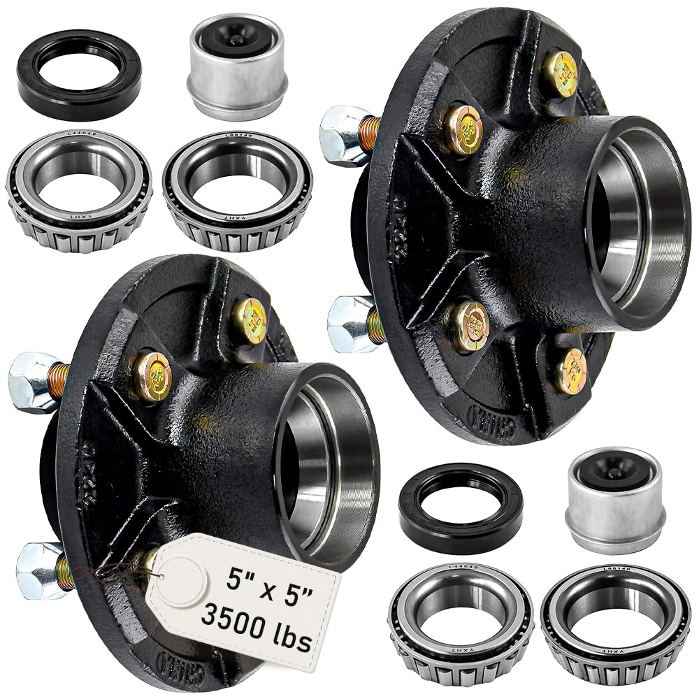 AuraWINS 5 on 5 Trailer Idler Hub Kit,5 Bolt Circle Brake Idler Hub Fit for 3500lbs #84 Axle with L68149/L44649 Bearing W/Access