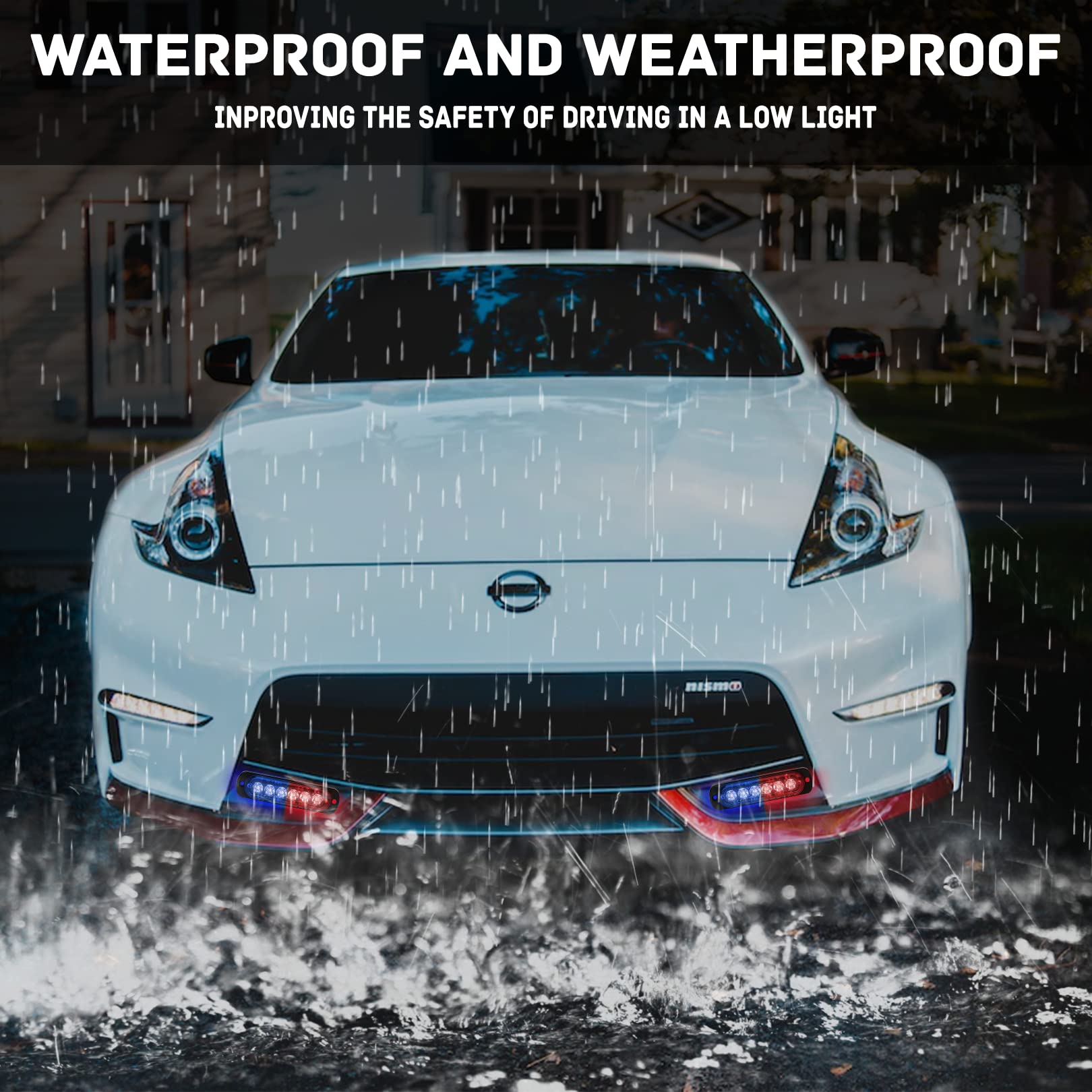 4-Pack 6 Led Strobe Lights Vehicles Trucks Emergency Strobe Lights Kit 12V -24V Warning Hazard Flash Strobe Lights Bar Grill Gri