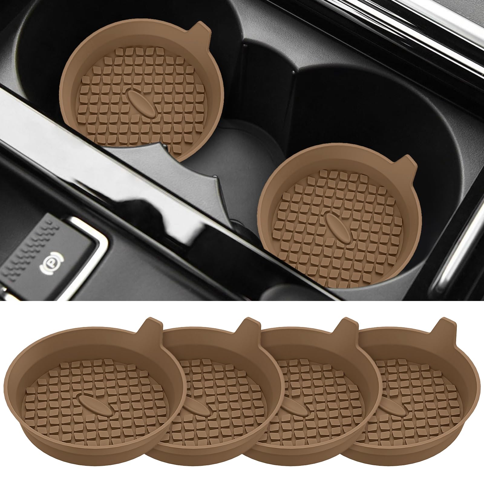 Me.Fan Car Cup Holder Coasters [4 Pack] Silicone Cups Mats, Automotive Universal Non-Slip Recessed Interior Accessories Coffee
