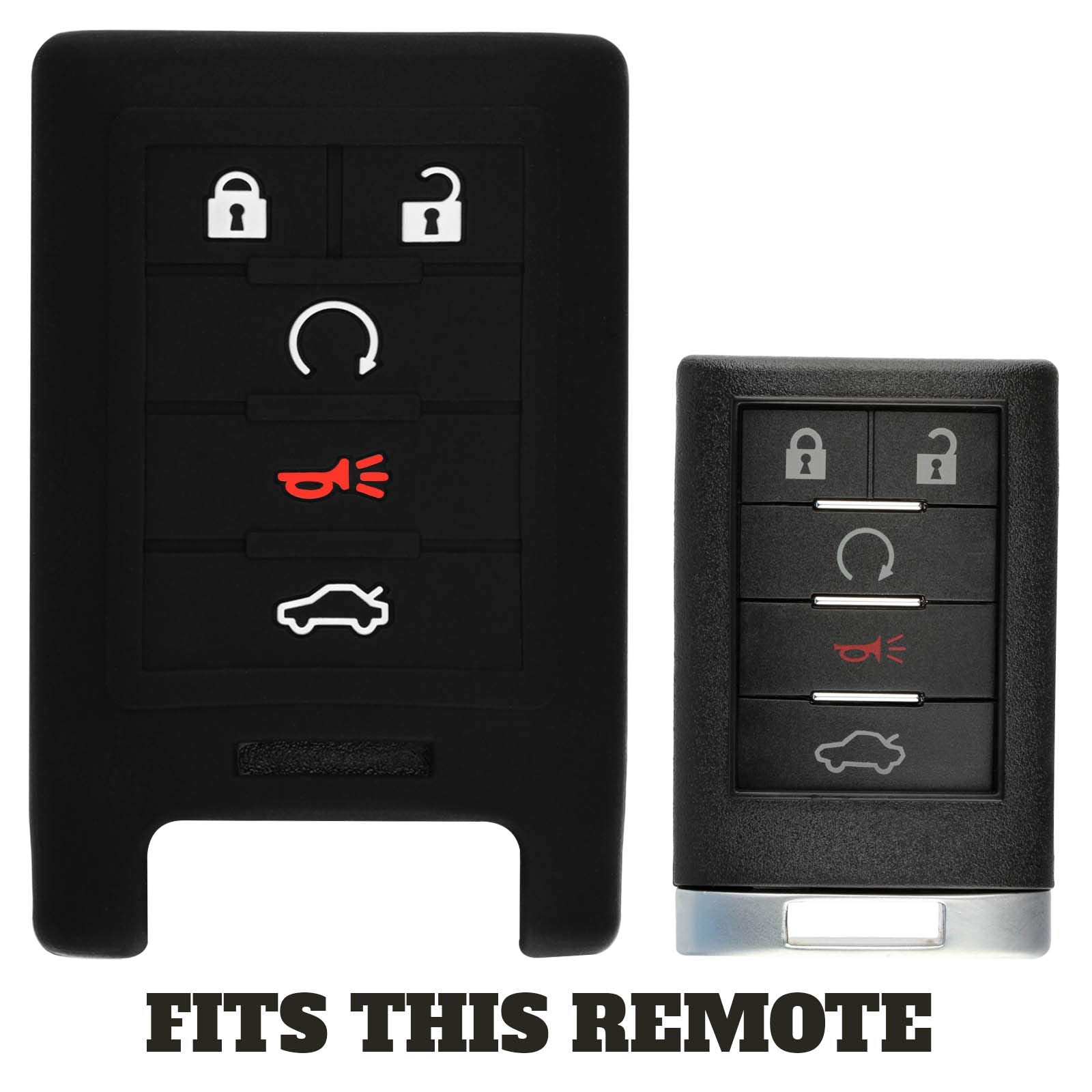 Keyguardz Keyless Remote Car Smart Key Fob Outer Shell Cover Soft Rubber Case For Cadillac Ats Cts Dts Srx Stx Xts (Pack Of 2)