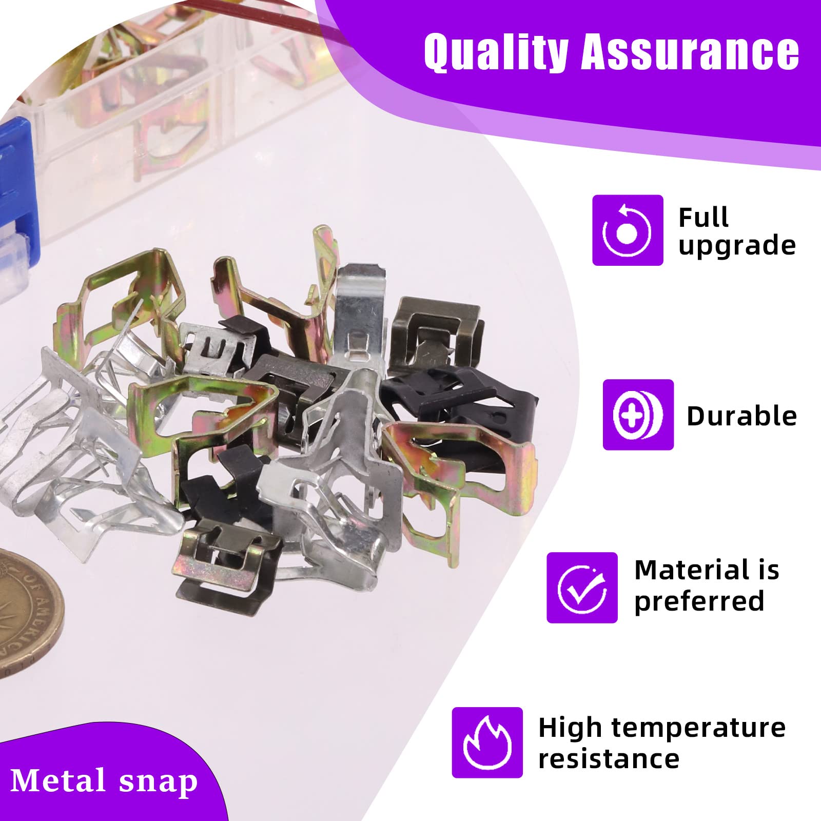 Swpeet 100Pcs 10 Sizes 7.9Mm 10Mm 11Mm 13.1Mm 14.1Mm 15.3Mm 15.8Mm 16Mm 17.3Mm 18.2Mm Metal Trim Panel Spring Clip Auto Car U-Clip Trim Moulding Clip Kit Compatible With Vw Audi 4A0-867-276A