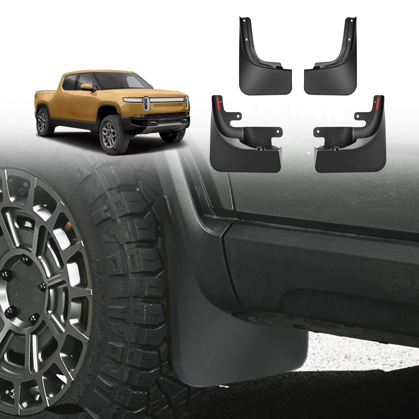 Bestevmod Mud Flaps Splash Guards Compatible With Rivian R1T 2022 2023 2024 2025 Accessories Splash Fender Winter Vehicle Sedime