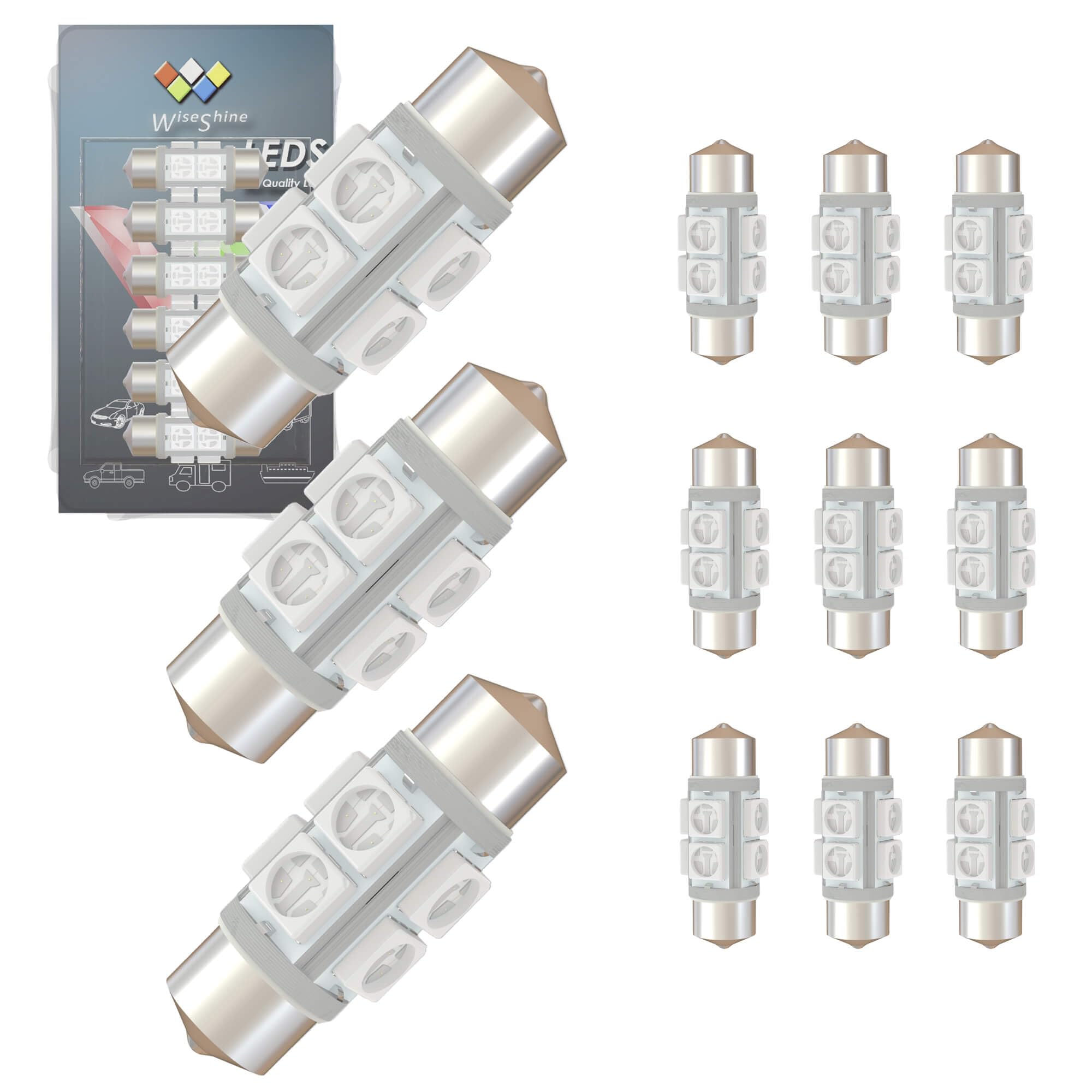 Wiseshine DC 24V 38mm 6411 LED Festoon Bulb DE3423 6418 LED Bulbs Green for Truck Interior Door Cargo Lights (Pack 12)