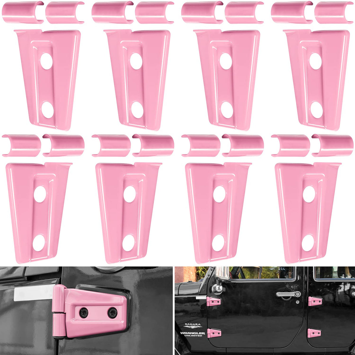 E-Cowlboy Door Hinge Cover Trim Exterior Accessories For Jeep Wrangler Jk Jku Sport Rubicon Sahara X Unlimited 2-Door & 4-Door 2