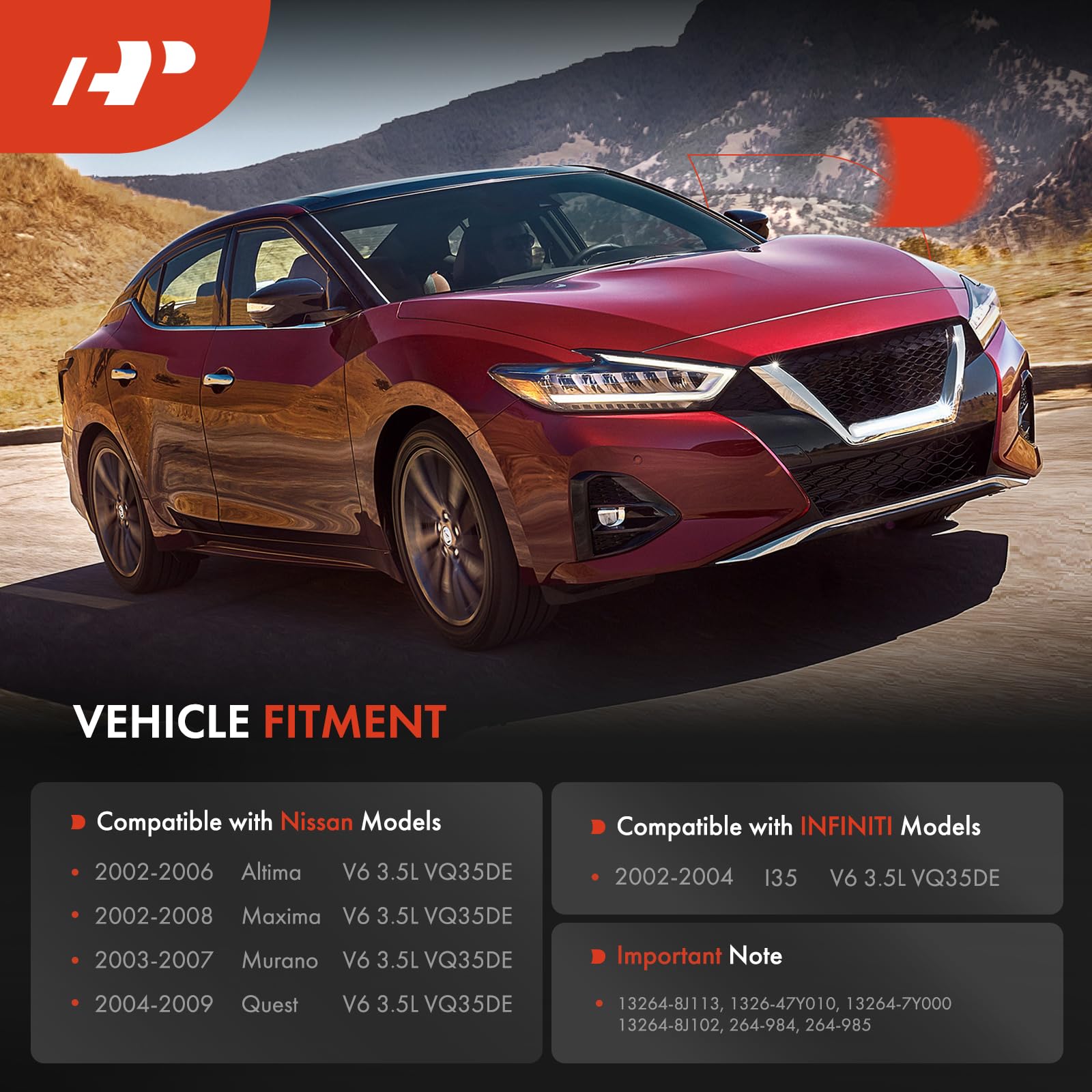 A-Premium Front & Rear Engine Valve Cover With Gasket, Bolts & Oil Cap Compatible With Nissan Altima (Teana) 2002-2006, Maxima 2002-2008, Quest 2004-2009, Murano 2003-2007, V6 3.5L Vq35De