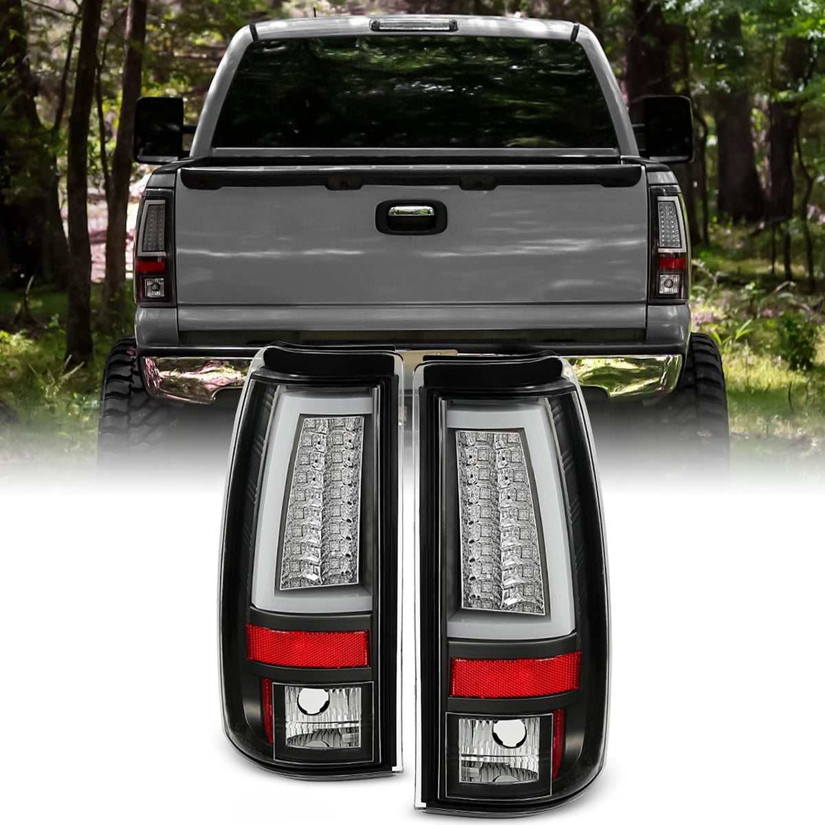 Akkon - For 03-06 Silverado 05-07 Silverado Hybrid Pickup Truck Red Smoke V2 Led Tail Lights Brake Lamps Pair