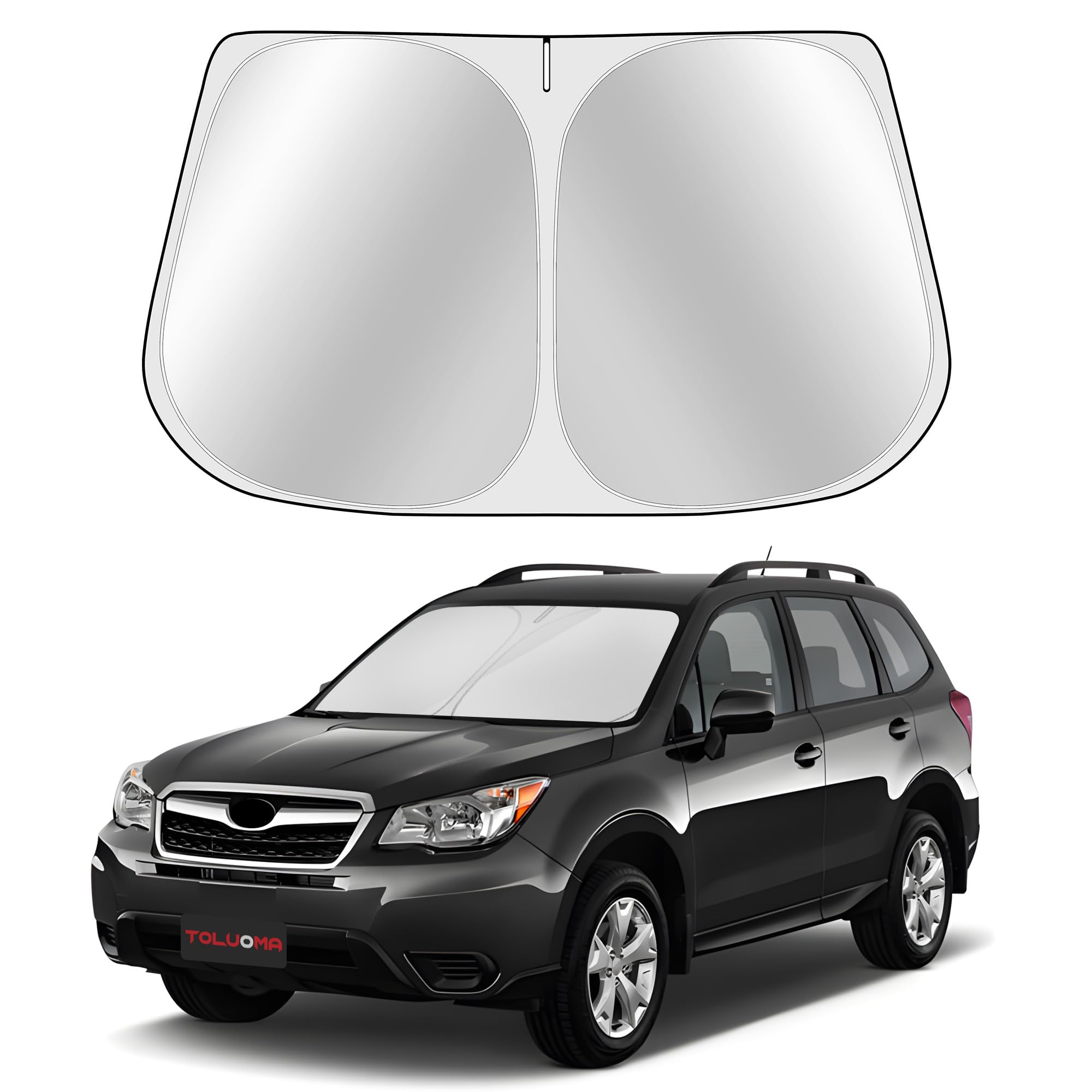 Toluoma Custom Fit Windshield Sun Shade For S-Uba-Ru Forester 2014-2018 - Full Coverage, 210T Reflective Fabric, Double-Layer De