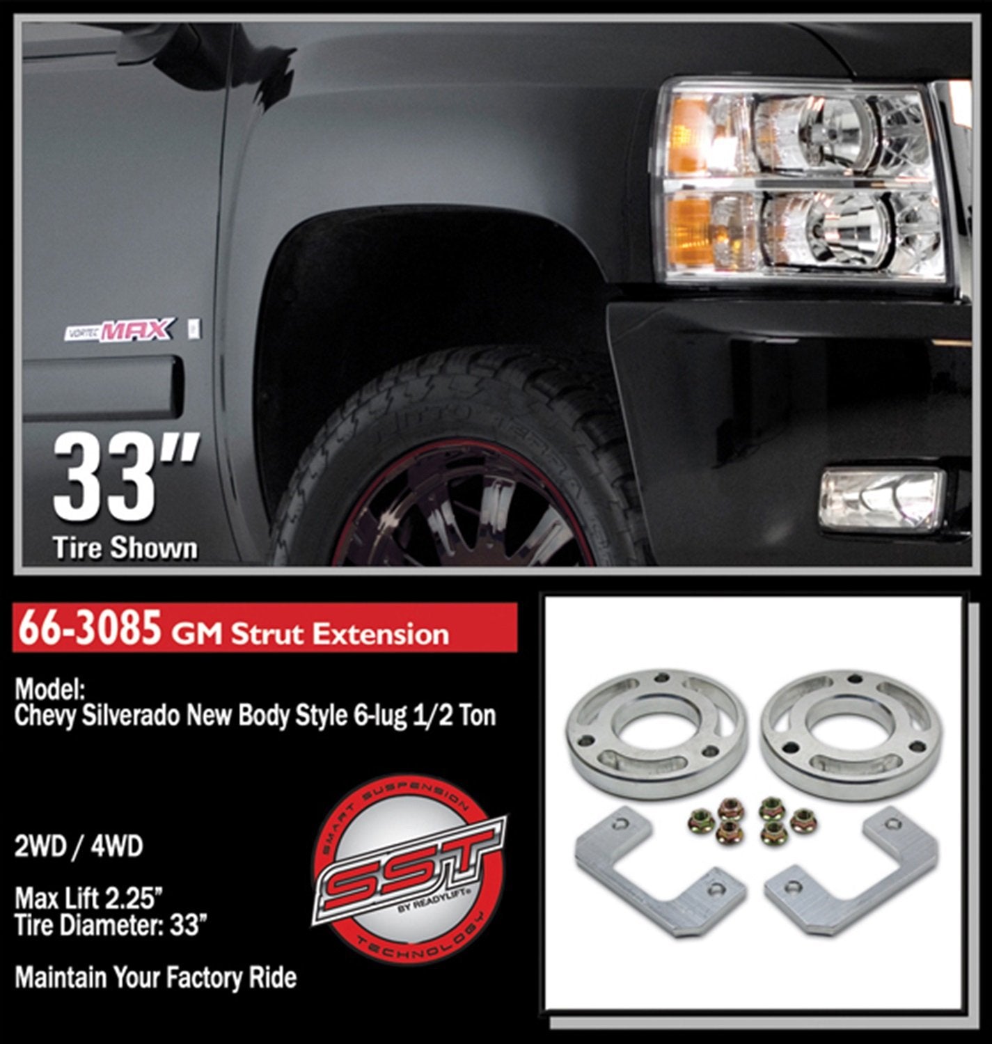 Readylift 66-3085 2.25 Front Leveling Kit - Gm Full Size Truck / Suv 1500 Ld 6-Lug