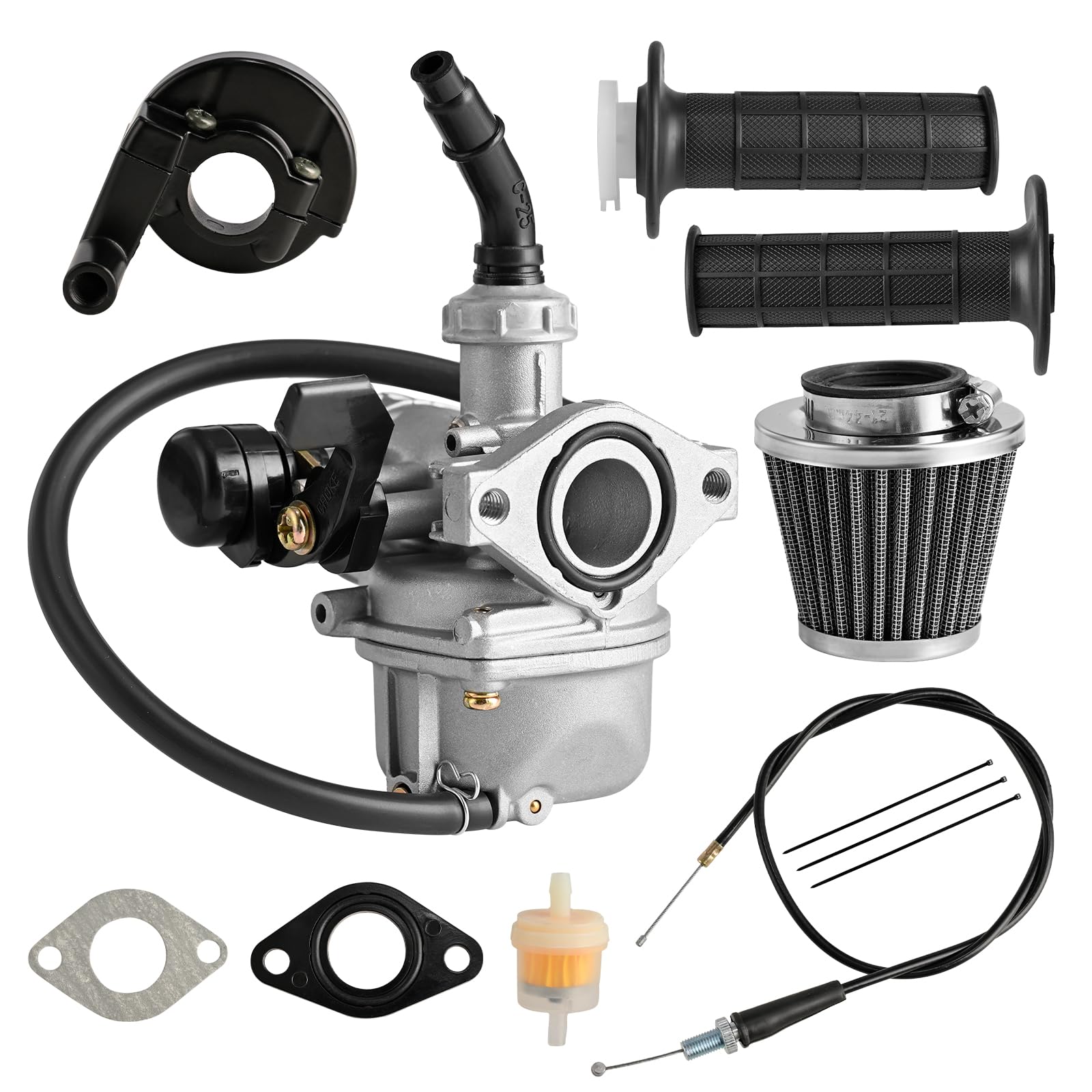 PZ19 Carburetor Throttle Cable Handle Grips and Cable Set 22 mm/0.87 in 50cc 70cc 90cc 110cc 125cc for Chinese Quad 4 Stroke ATV