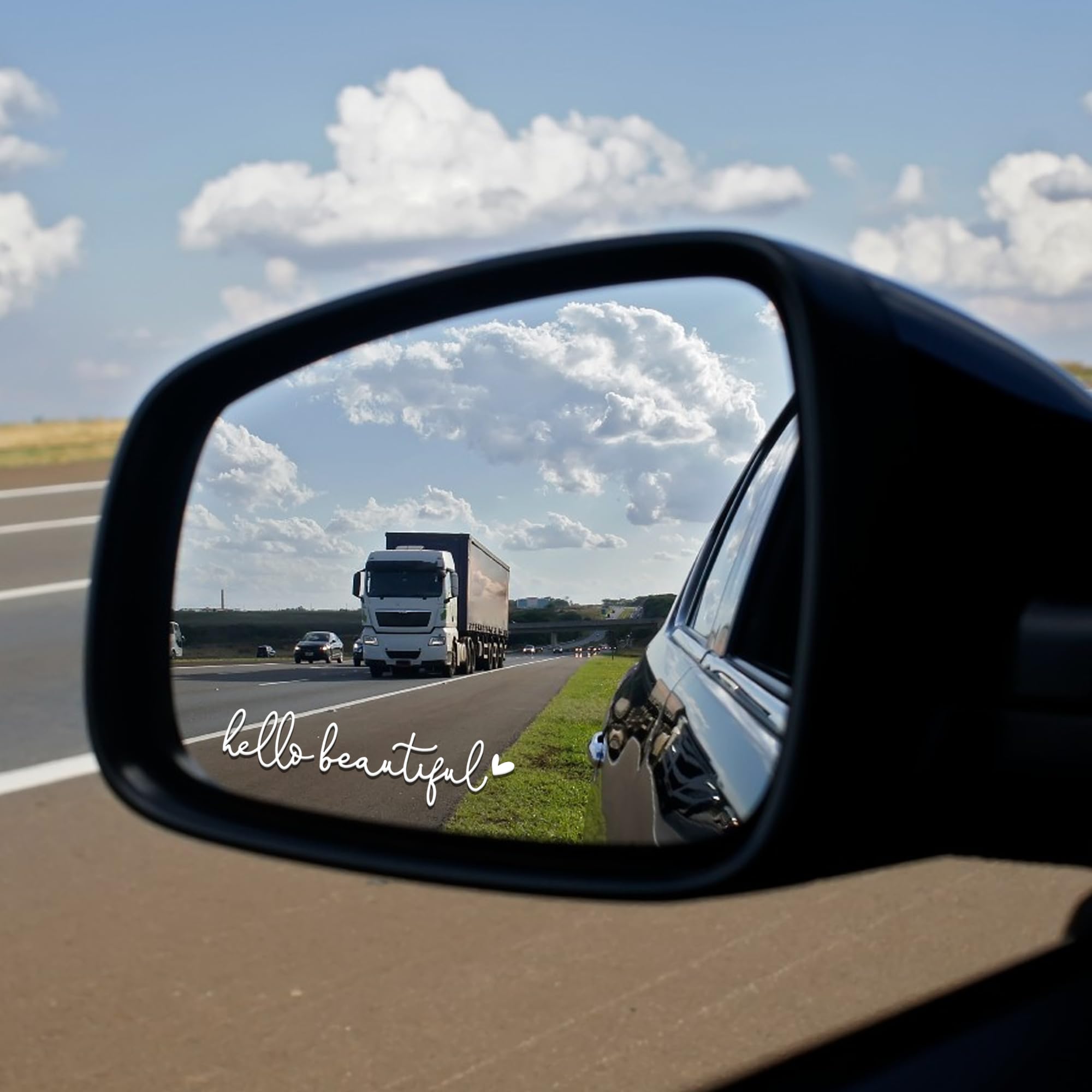 Miarita 3X Hello Beautiful Rearview Mirror Decal, Cute Car Decals for Women, Car Stickers and Decals, Rear View Mirror Sticker,