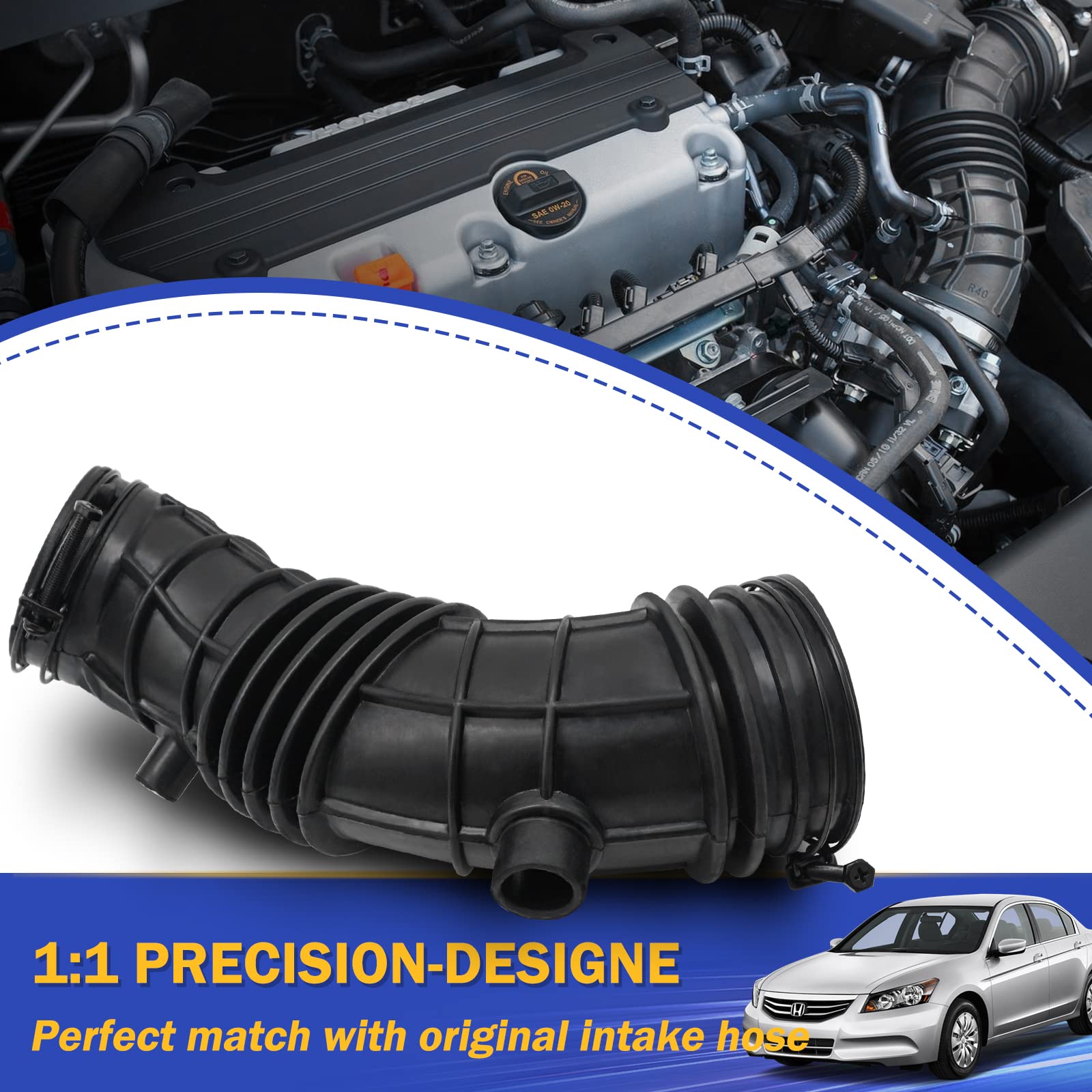 Honda Air Cleaner Intake Hose Tube With Clamps For 2009-2012 Accord 4 Door Sedan (2.4L, Oem# 17228-R40-A00 696-052)