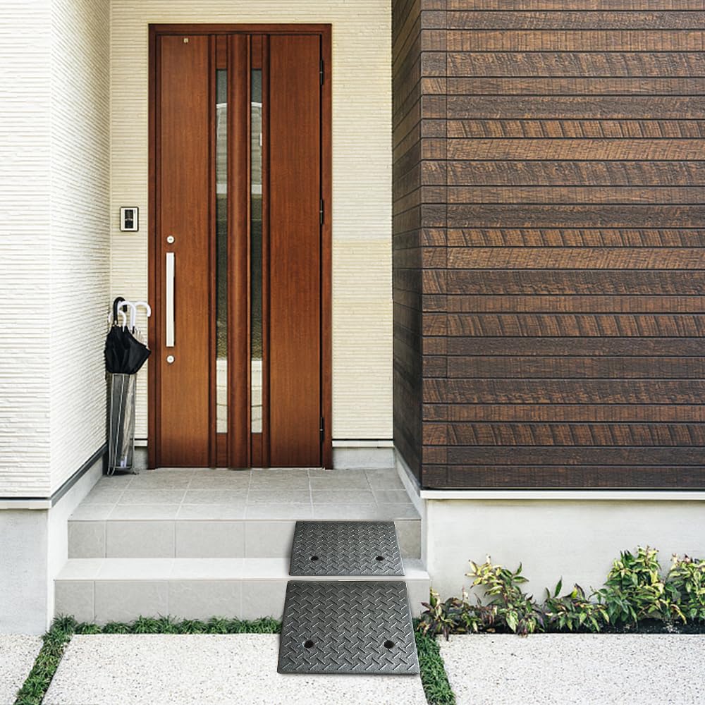 Rokenpoy 2 Pack Driveway Curb For Ramps, Portable Heavy Duty Rubber Shed, Suitable For Cars, Bicycles, Motorcycles, Wheelchairs,