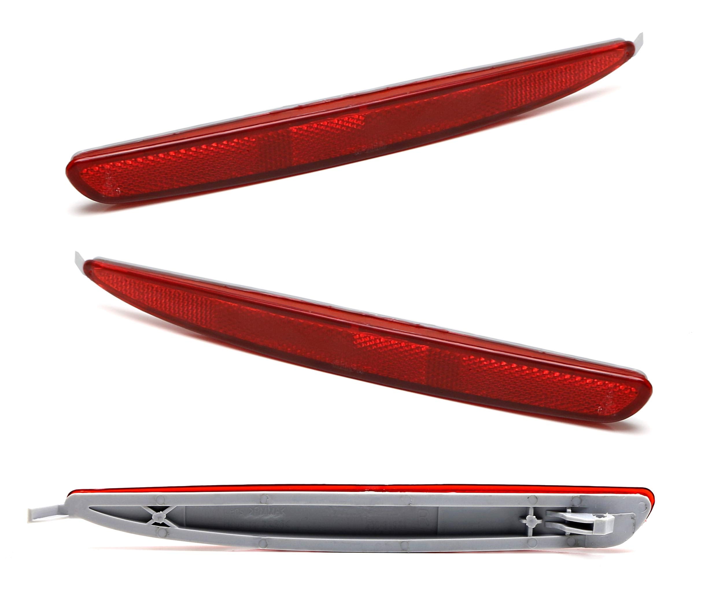 Ijdmtoy Red Rear Bumper Reflector Lens Replacement Compatible With 2003-2008 Mazda 6 4-Door Sedan, Oe-Spec Lh Rh Assembly