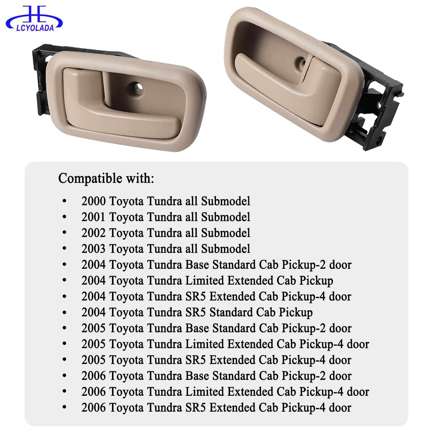 Lcyolada Set Of 4 Interior Door Handles W/Bezel (Beige) Compatible With 2000-2006 Toyota Tundra (Standard/Extended Cabs Only),Fr