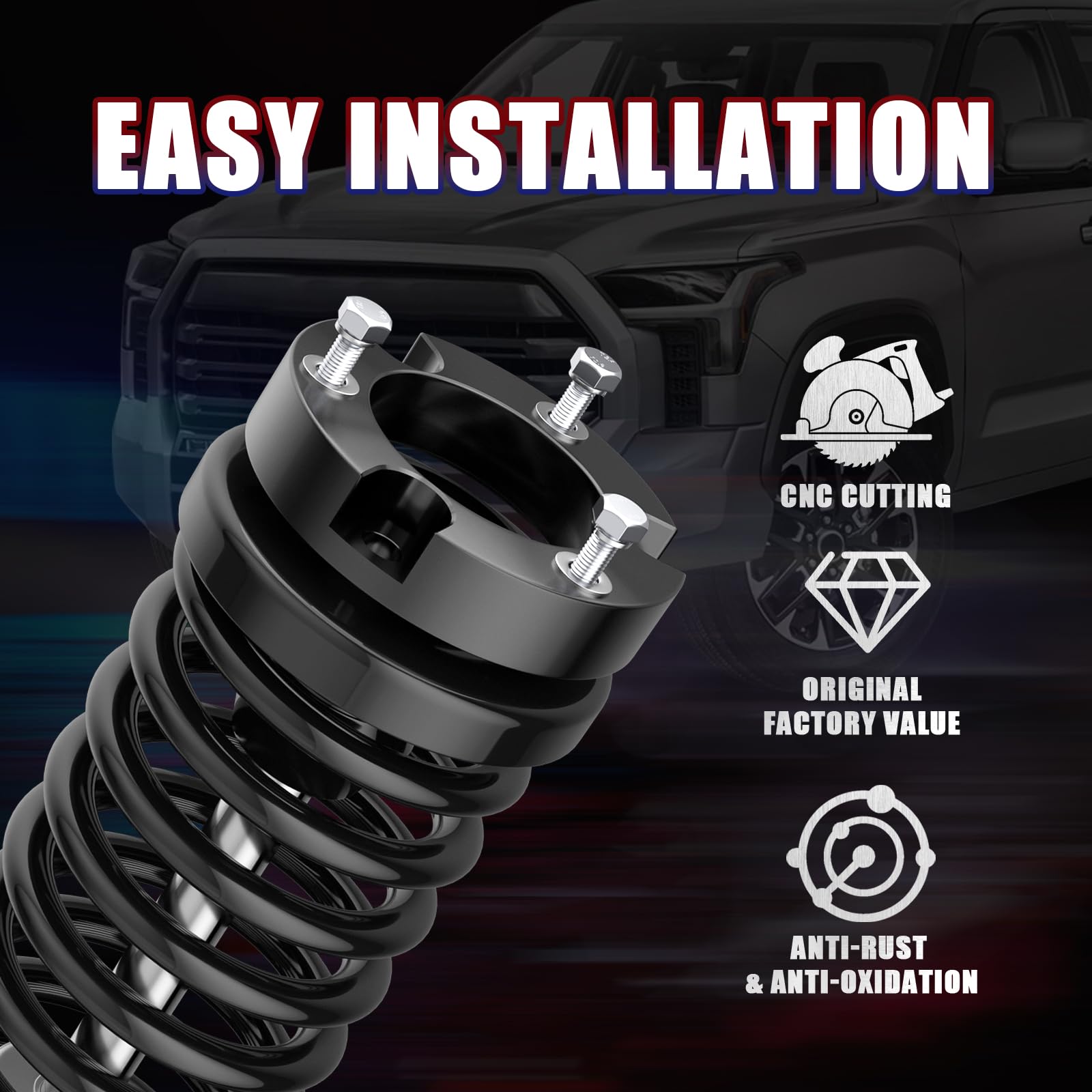 2 Inch Front Leveling Lift Kits For 1999-2006 Tundra, 2 ' ' Forged Front Strut Spacers Suitable For Tundra 1999-2006