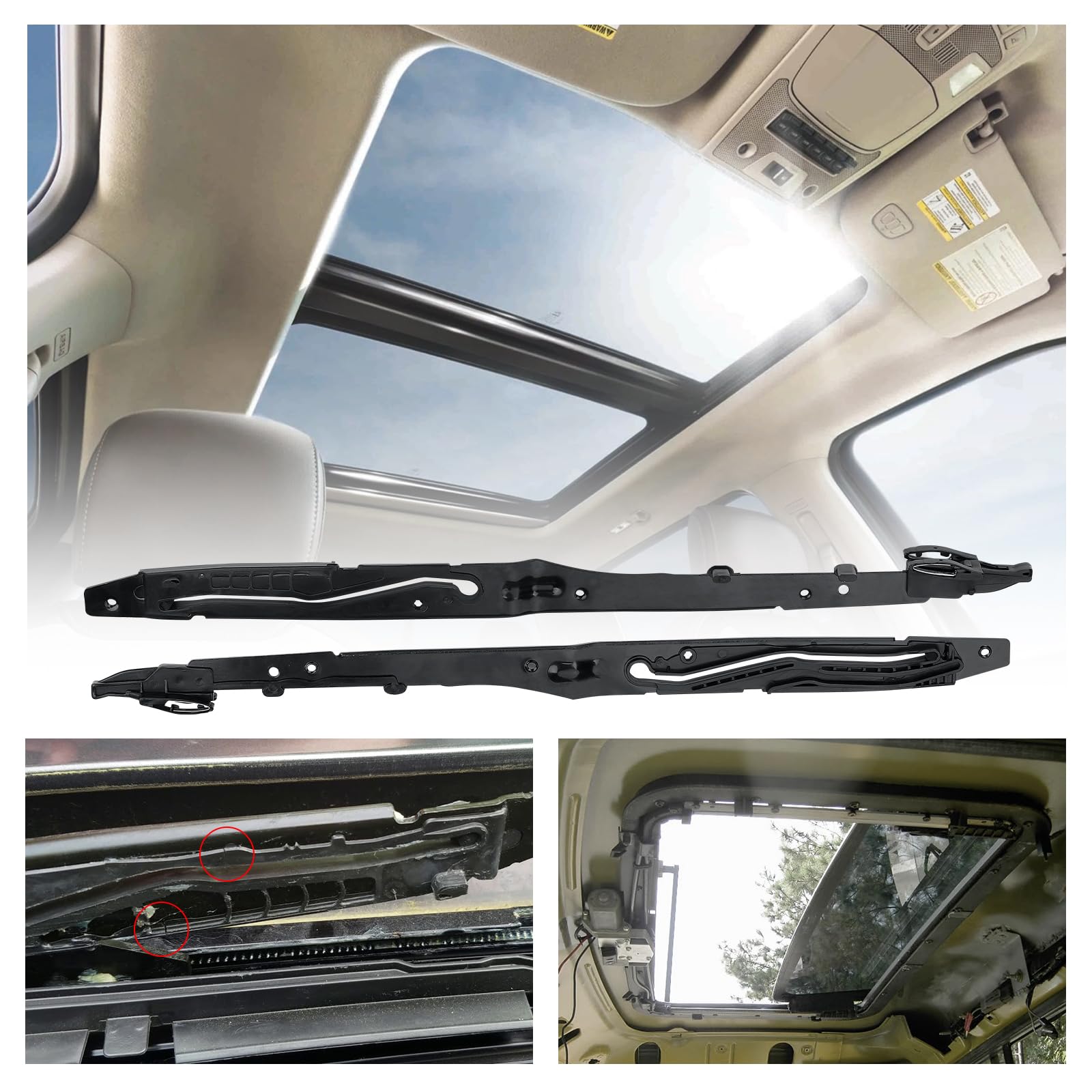 Sunroof Guide Track Rails Assembly Compatible with Ford F150/F250/F350/F450 (2015-2020) Panoramic Moonroof Arm Repair Kit OEM Re
