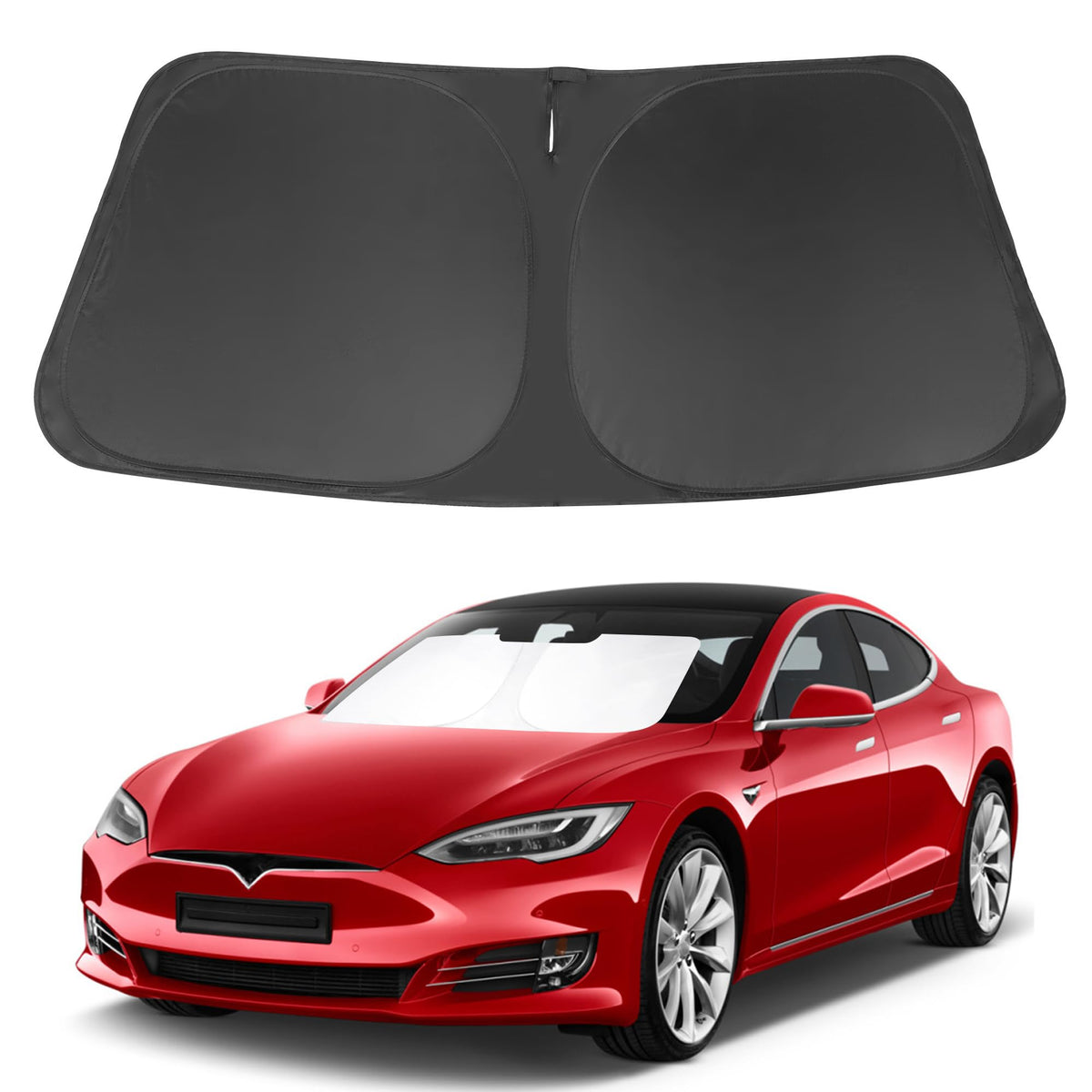 Windshield Sun Shade Custom Fit 2012-2024 2025 Tesla Model S Accessories (Fit Long Range/Lr Model) Foldable Sunshade Sun Blocker