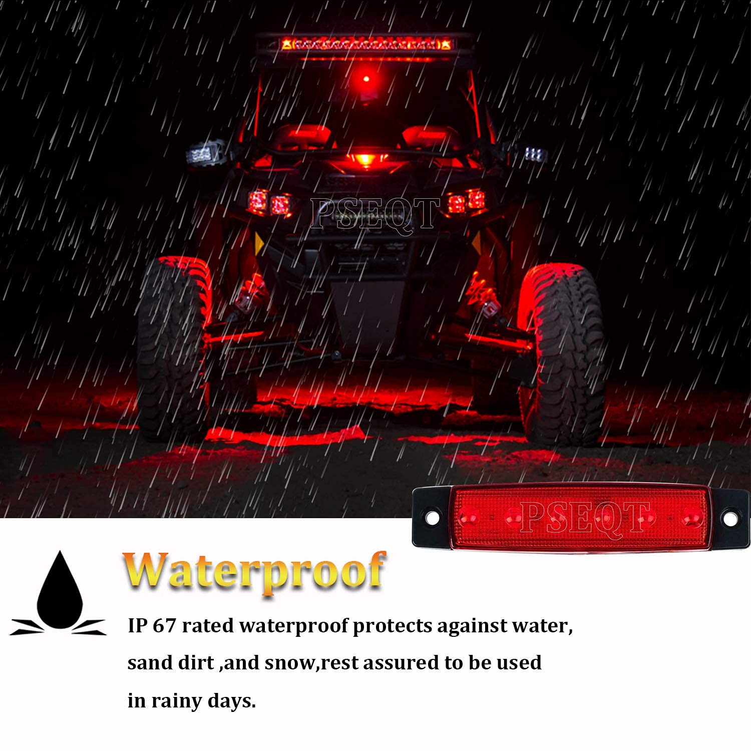 Pseqt 10 Pcs Led Rock Strip Lights Car Underglow Wheel Fender Well Lighting Kits Waterproof For Golf Cart Wrangler Offroad Truck