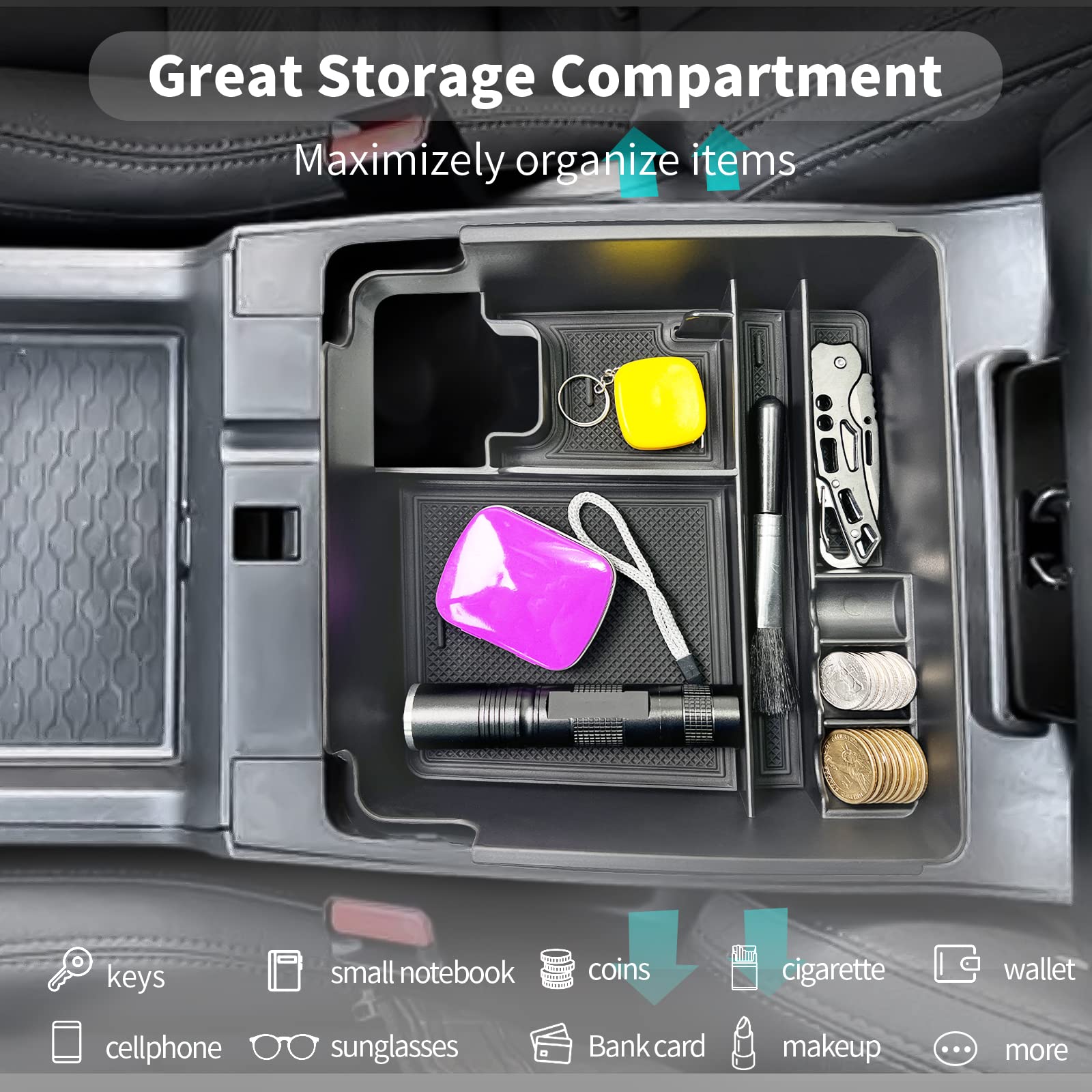 Cdefg For 2022 2023 Frontier Pickup Truck Center Console Organizer Tray 2022 Nisan Frontier Truck Armrest Tray Storage Box Tray Coin Container 2022 2023 Frontier Pickup Truck Accessories