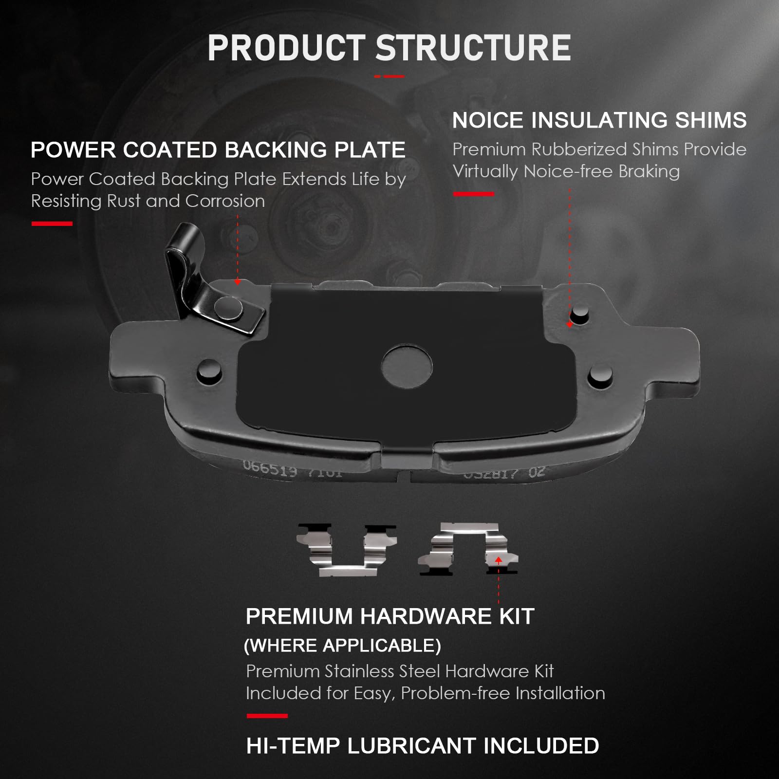 Cciyu D905 Rear Ceramic Brake Pads Kits 4Pcs Fit For Infiniti Ex35/Fx37/Fx45/G25/G35/M35/M37/M45/M56/Qx50/Qx60/Qx70, For Nissan 350Z/370Z/Altima/Juke/Leaf/Quest/Rogue, For Suzuki Grand Vitara