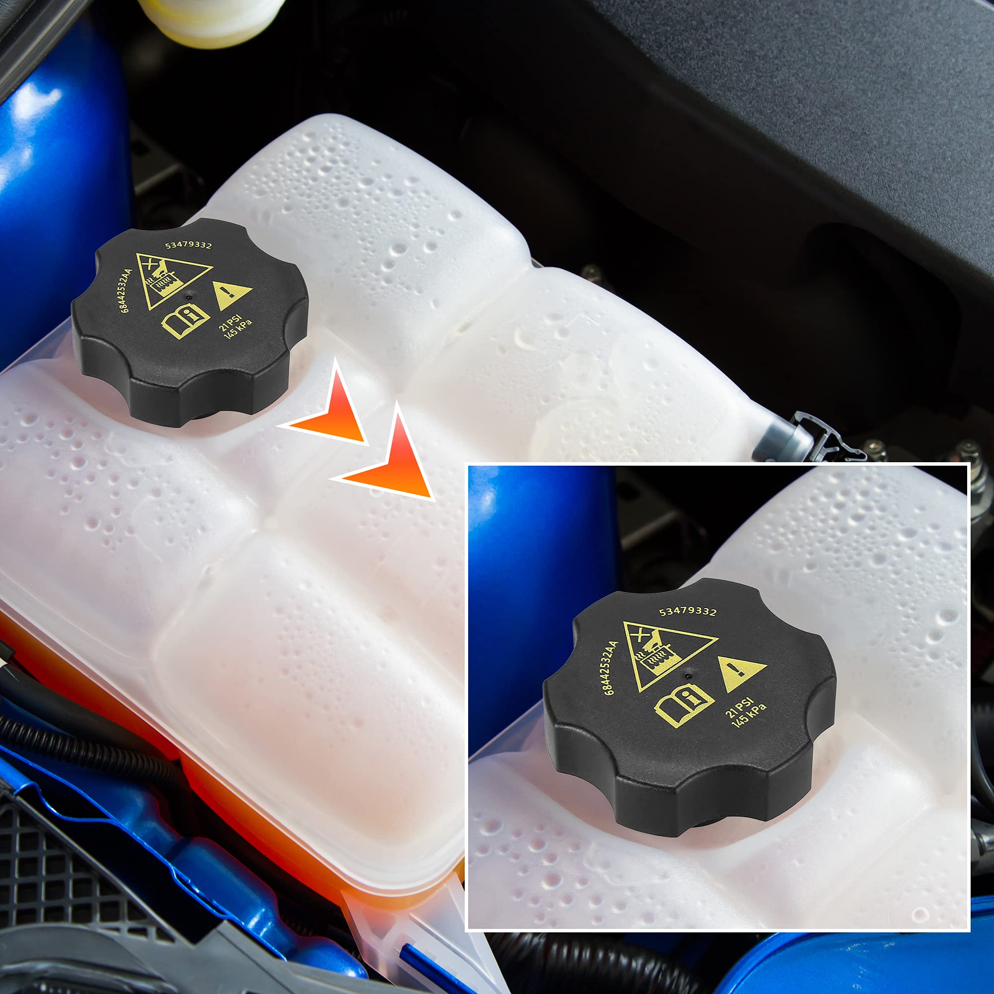 X Autohaux Radiator Coolant Reservoir Recovery Cap For Chrysler For Jeep For Dodge For Ram 2013-2021 Replaces 68442532Aa