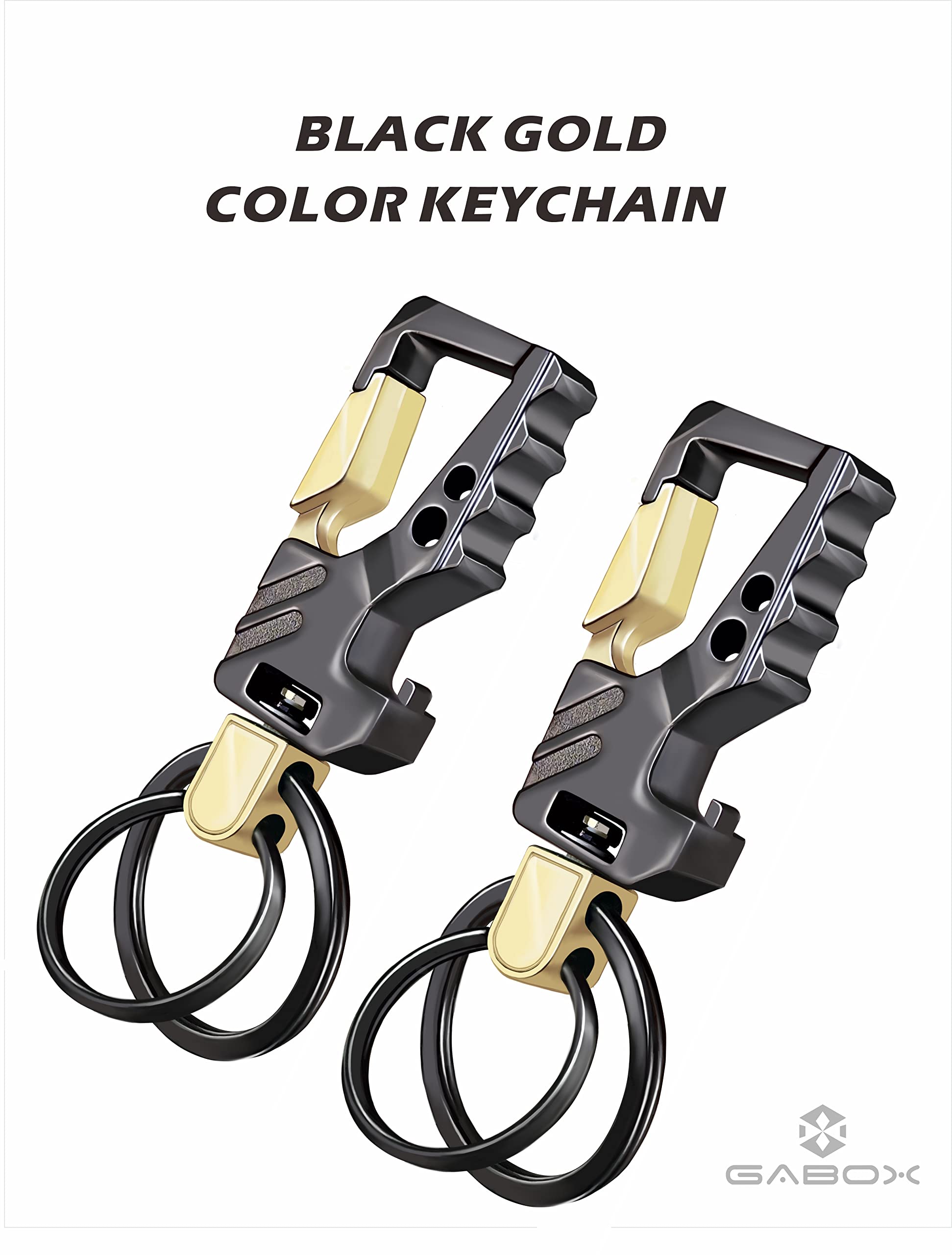 Gabox 2Pcs Key Chains Edc Key Rings Bottle Opener Keychain Car Keys Tactical Carabiner Keychain With Clip Llaveros De Hombre For Men And Women - Heavy Duty, Black Color