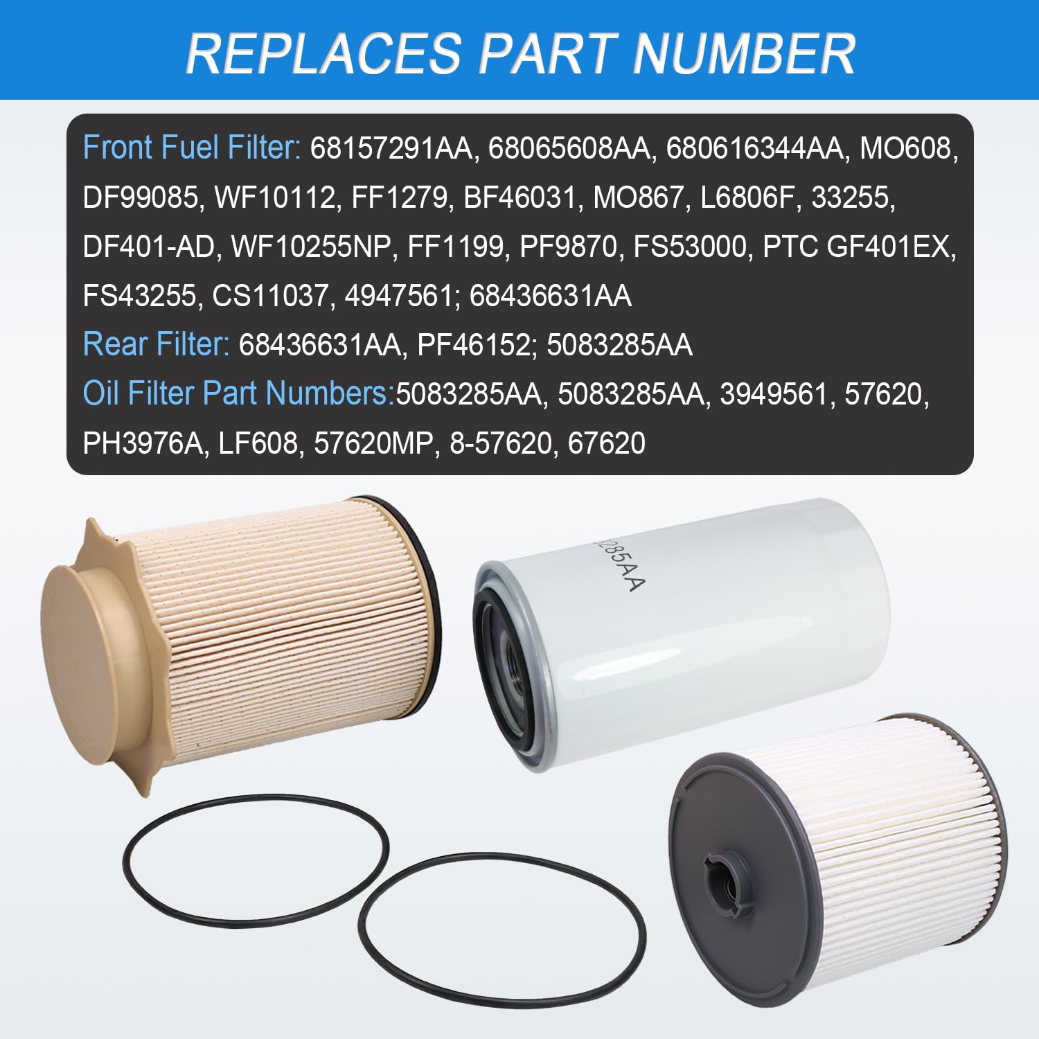 CARMOCAR Fuel Filter Water Separator & Oil Filter Set for 2019-2022 Dodge Ram 2500/3500/4500/5500 6.7L Cummins Diesel