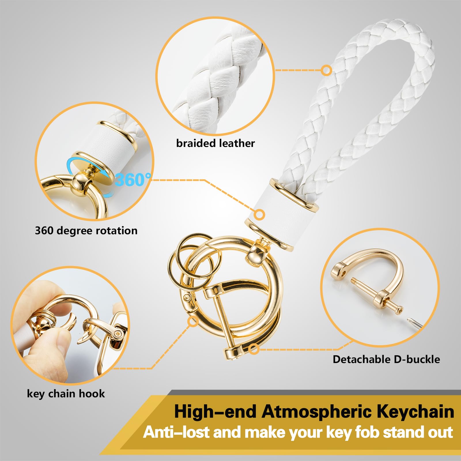 Ctrinews For Ford Key Fob Cover With Metal Braided Keychain, Upgraded Soft Case For Fusion Mustang F150-350 Edge Explorer Lincol