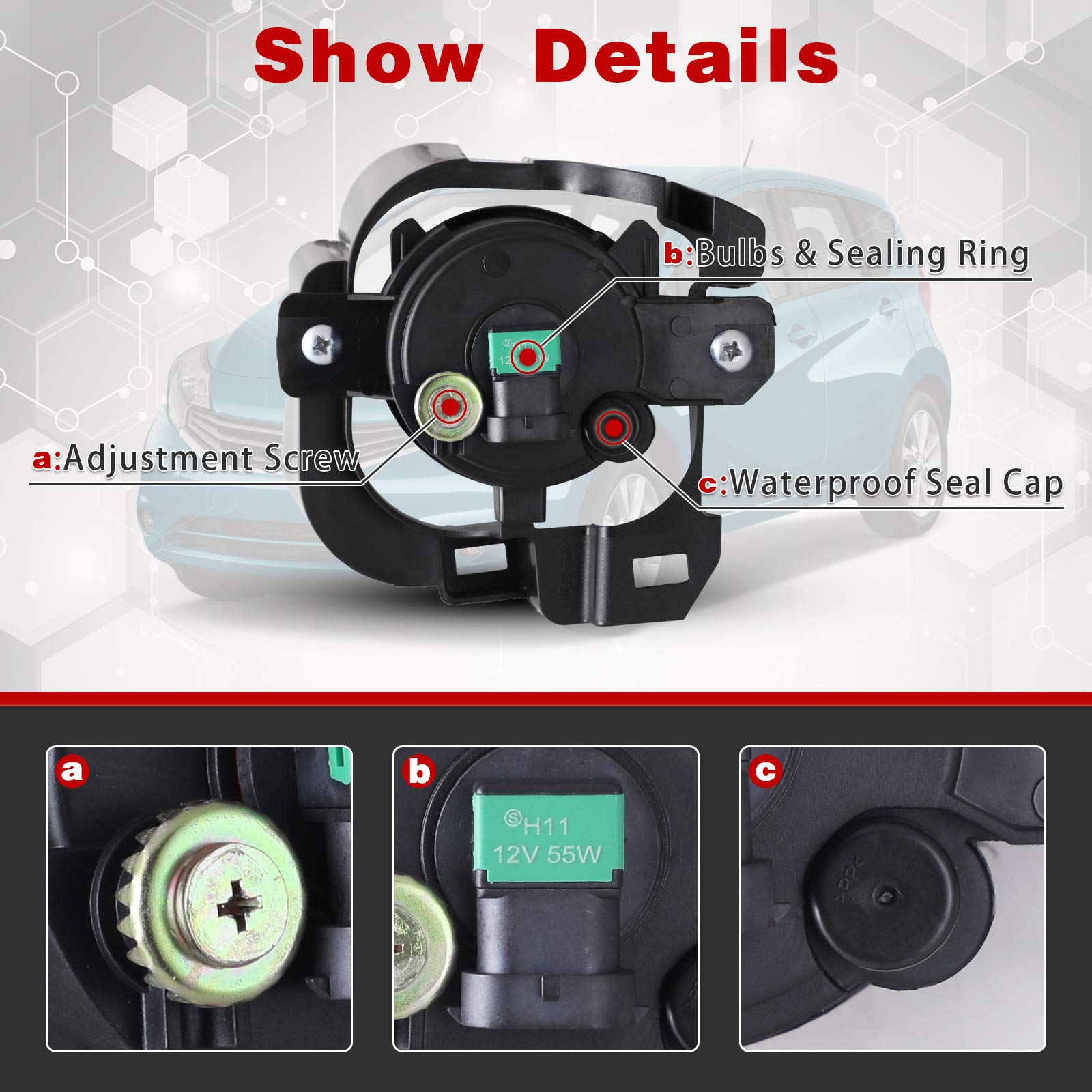 Autowiki Fog Light Assembly For 2014 2015 2016 Nissan Versa Note Hatchback With Clear Lens 2Pcs Oem Replacement With Switch And