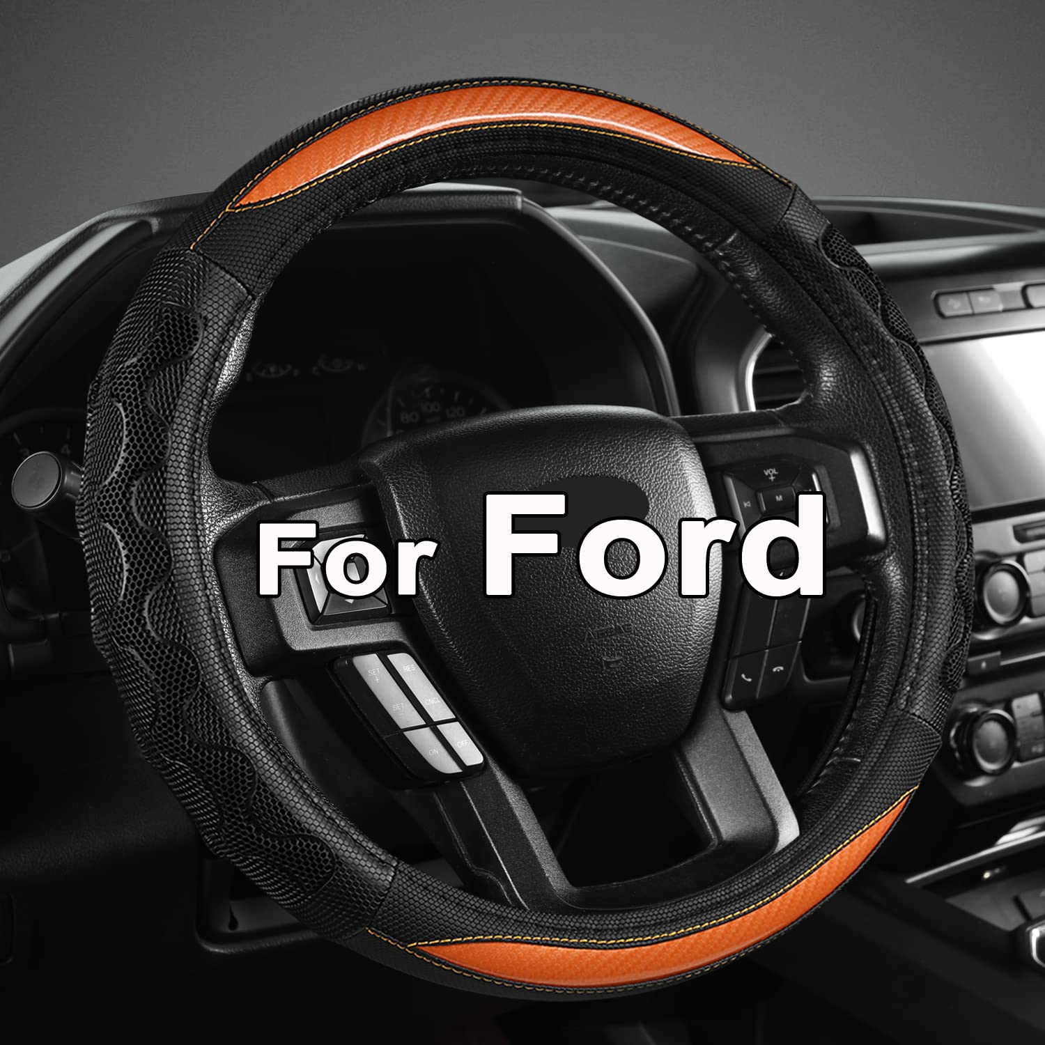 Giant Panda Car Steering Wheel Cover For Ford F150 F250 F350 Expedition 15.5-16 Inches - Orange