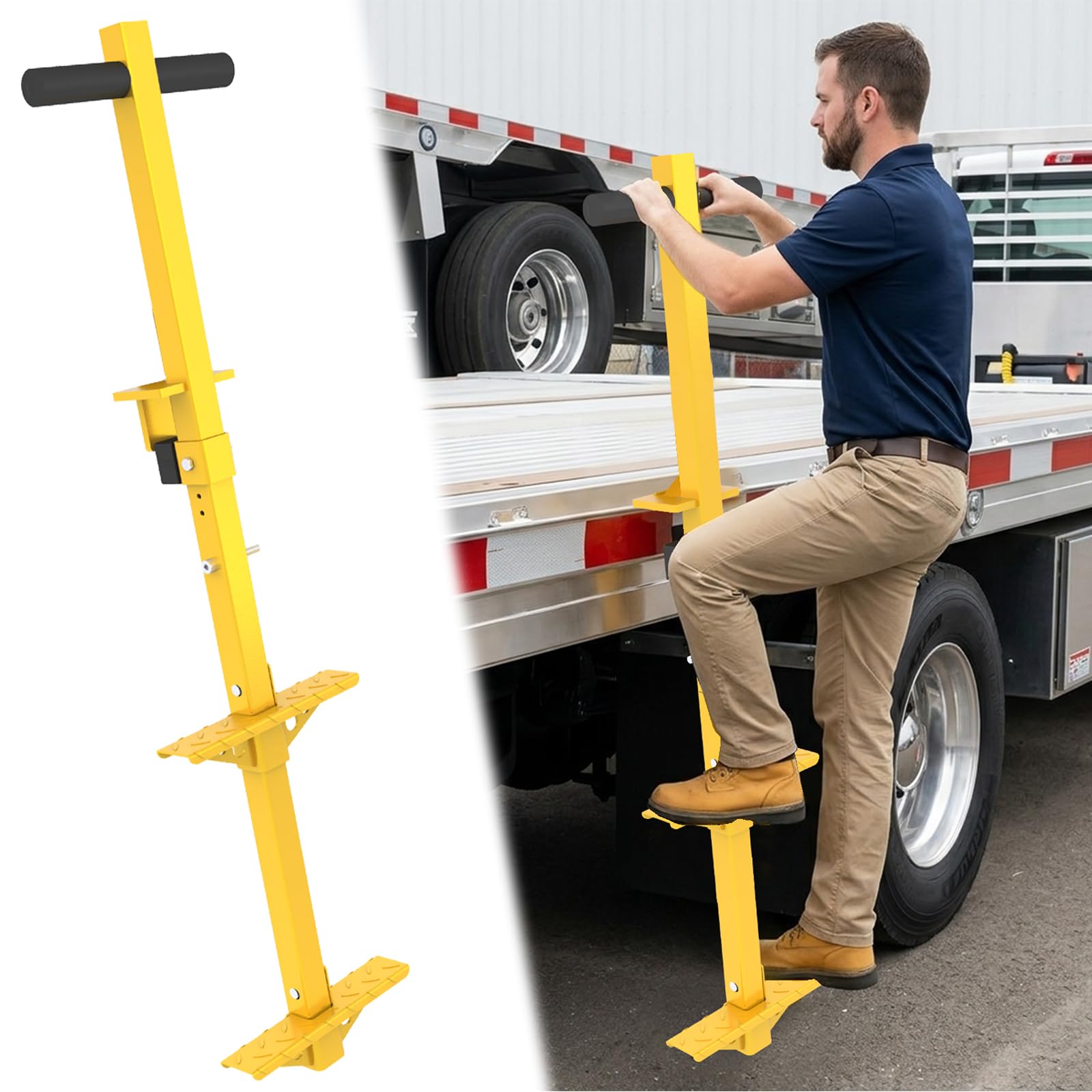 2-Step Truck Deck Steps - 450LBS+ Load Capacity, Heavy Duty Ladder for Flatbeds Truck, Anti-Slip & Easy Mounting & Alloy Steel S