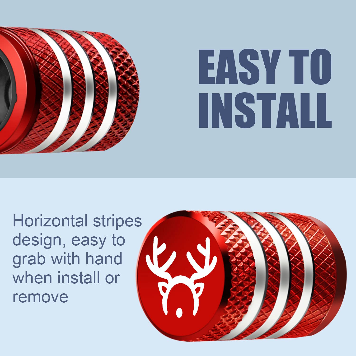 Tire Valve Stem Cap Cover - (5 Pack) Tire Air Cap Corrosion Resistant Christmas Reindeer Antler Antlers Auto Accessories Decorat