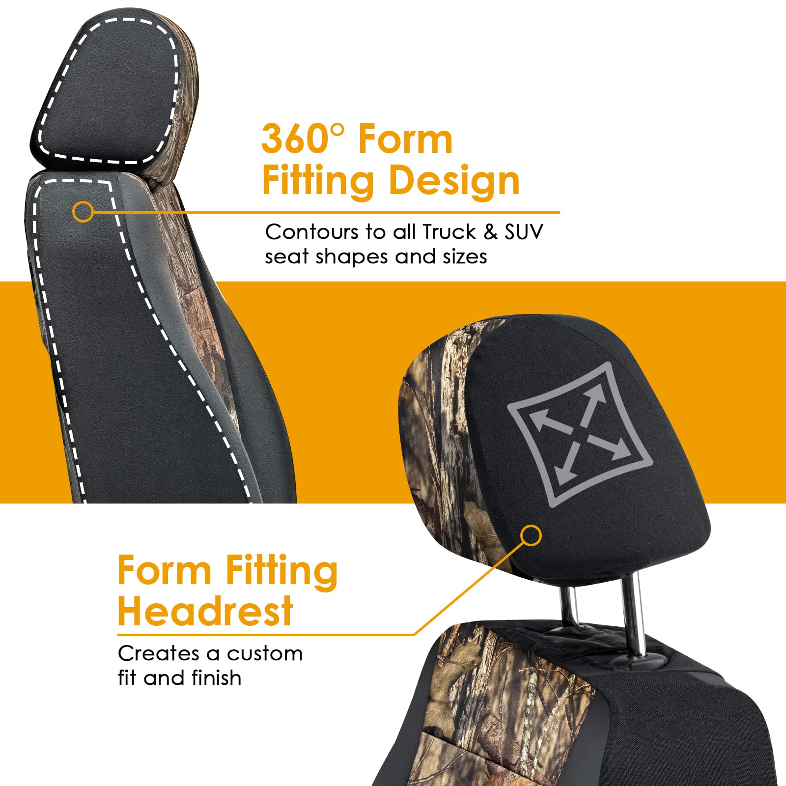 Lpi Truck Mossy Oak Heavy Duty Seat Covers For Front Seats; Fits Full-Size Suv Or Truck; Includes Front And Rear Storage Pockets