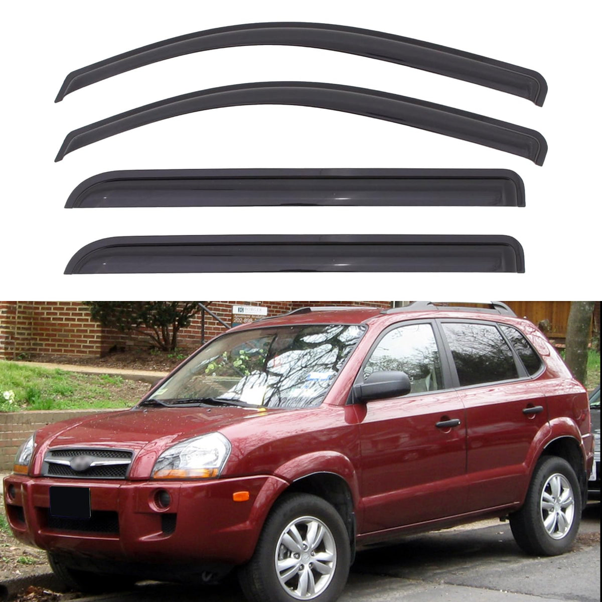 Window Visors Rain Guards for 2005-2009 Hyundai Tucson, Out-Channel Window Vent WBCARB0F8QT3L8F