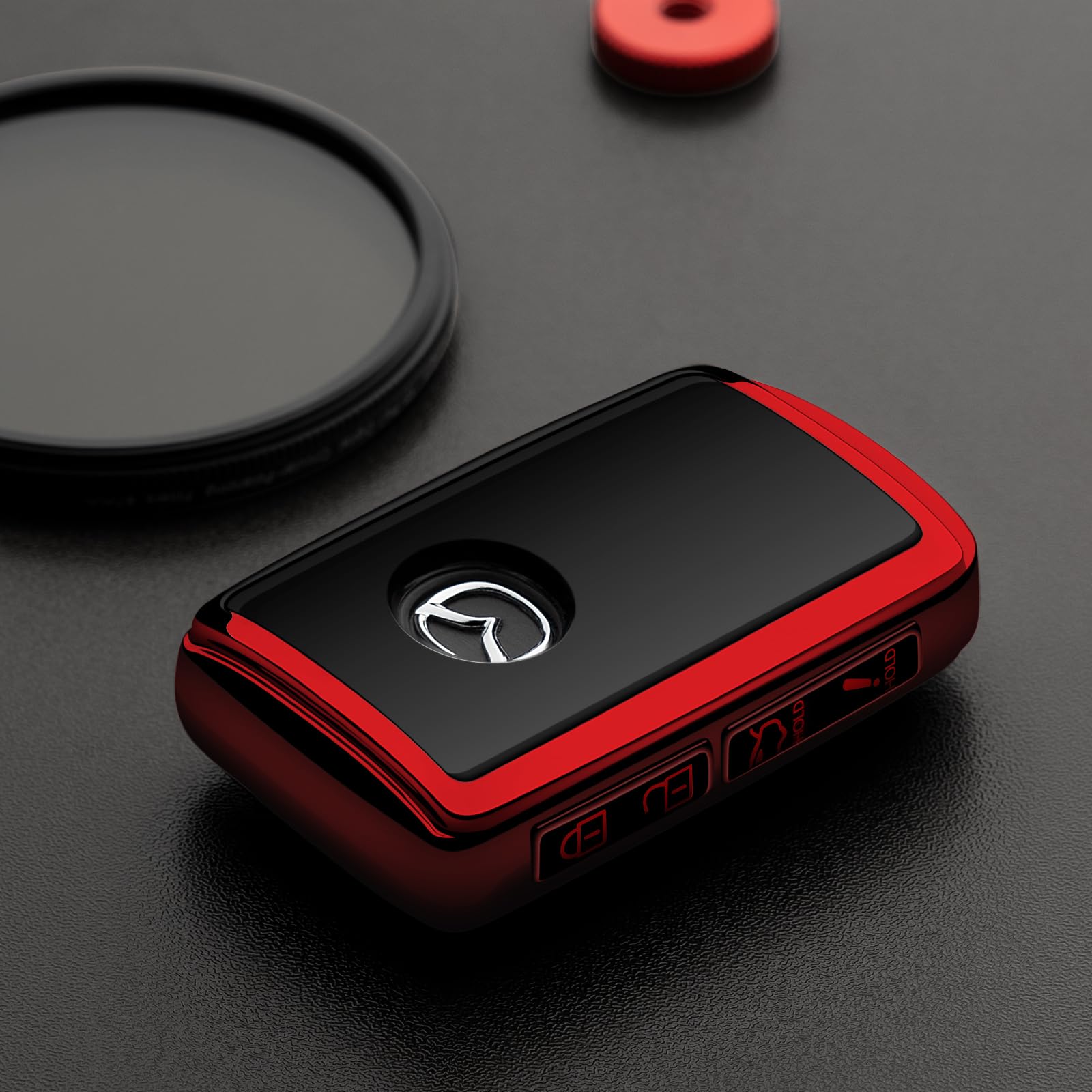 Tengare Mazda Key Fob Cover Car Key Protector Case Mazda Keychain Holder Accessories Red