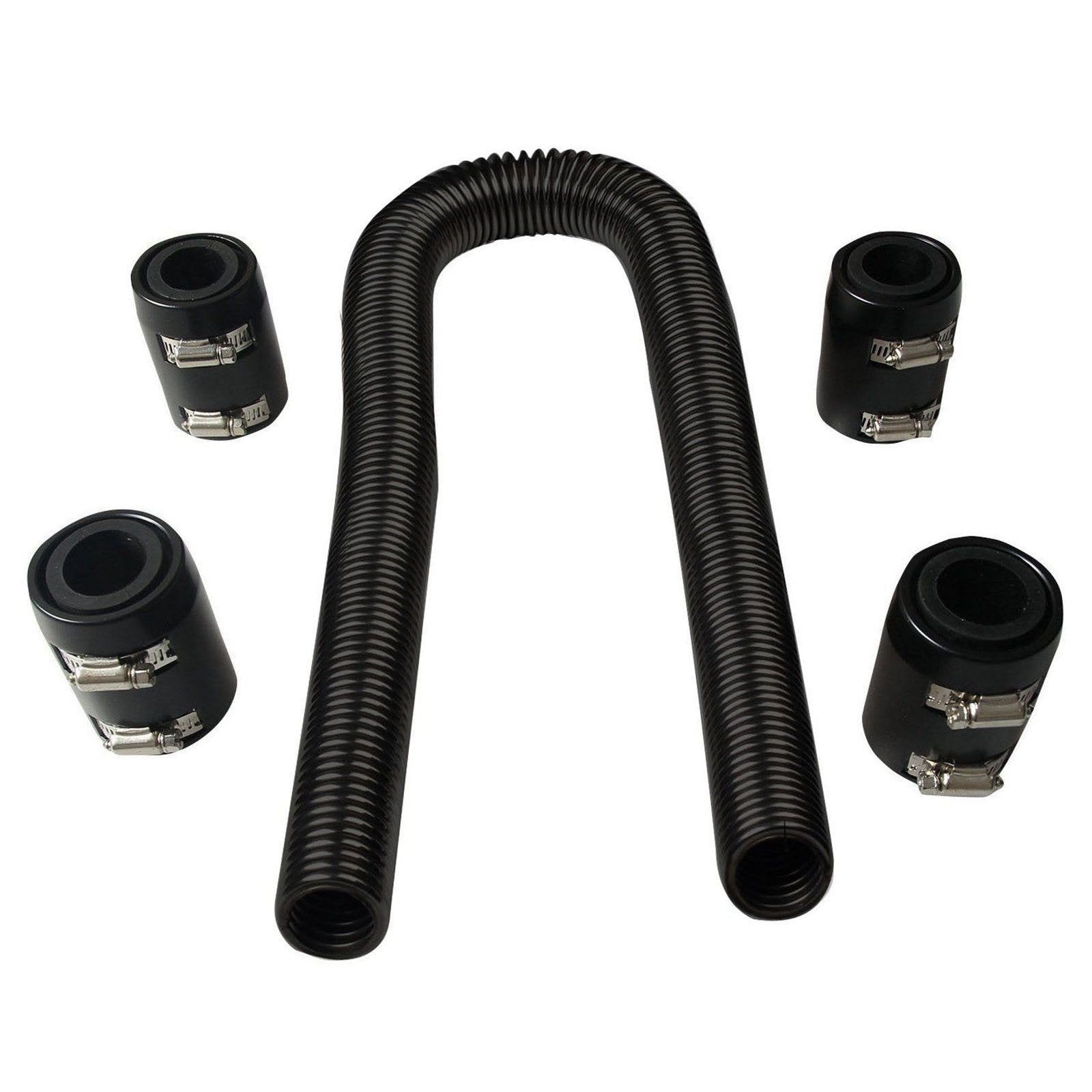 48'' Black Stainless Steel Radiator Flexible Coolant Hose Kit With Caps Universal