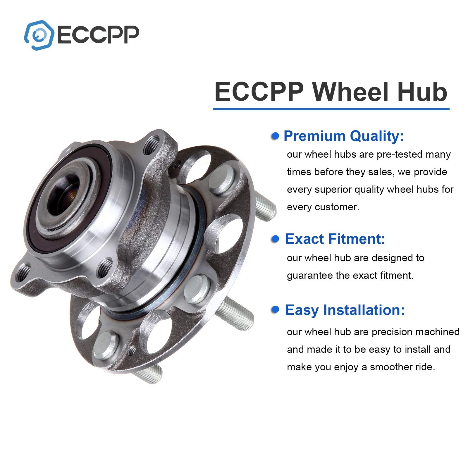 ECCPP Replacement for Pair of 2 Rear Wheel Hub Bearing Assembly 5 Lugs w/ABS for 2005-2007 Honda Accord Hybrid 512327 x2