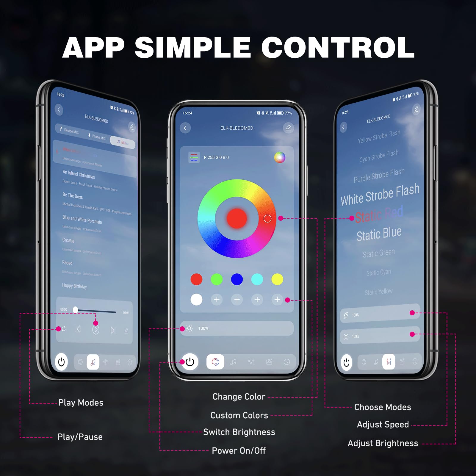 Nilight Rgb Led Rock Lights Kit 4 Pcs 18Led Wide Angle Wheel Well Light With Remote & Bluetooth App Dual Control Multi Modes Und