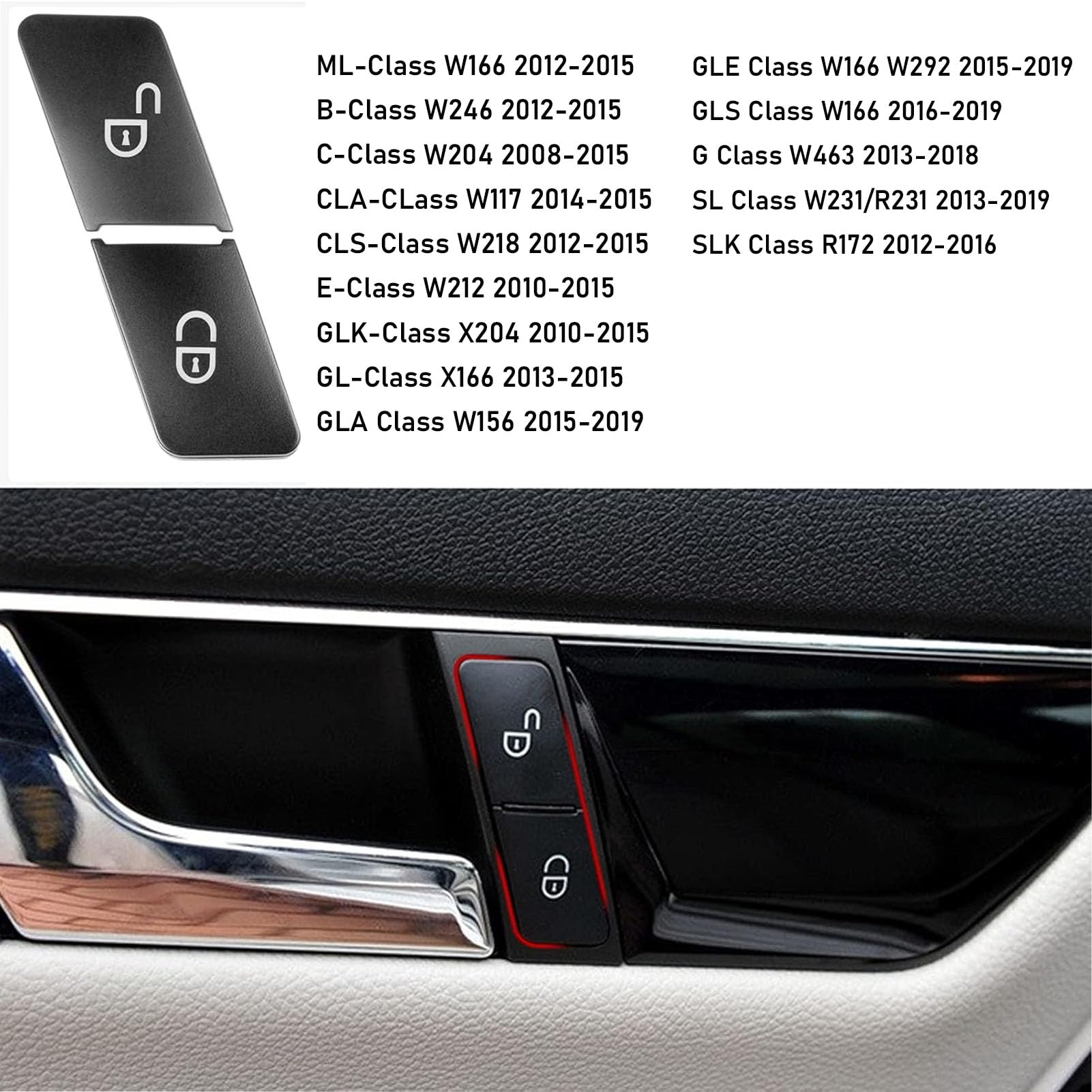 Jaronx Compatible with Mercedes Benz Door Lock Button Door Lock Switch, Door Buttons Lock Unlock Button for B-Class W246,C-Class W204,E-Class W212,ML W166,CLA W117,GLK X204,GL X166,CLS (Driver Side)