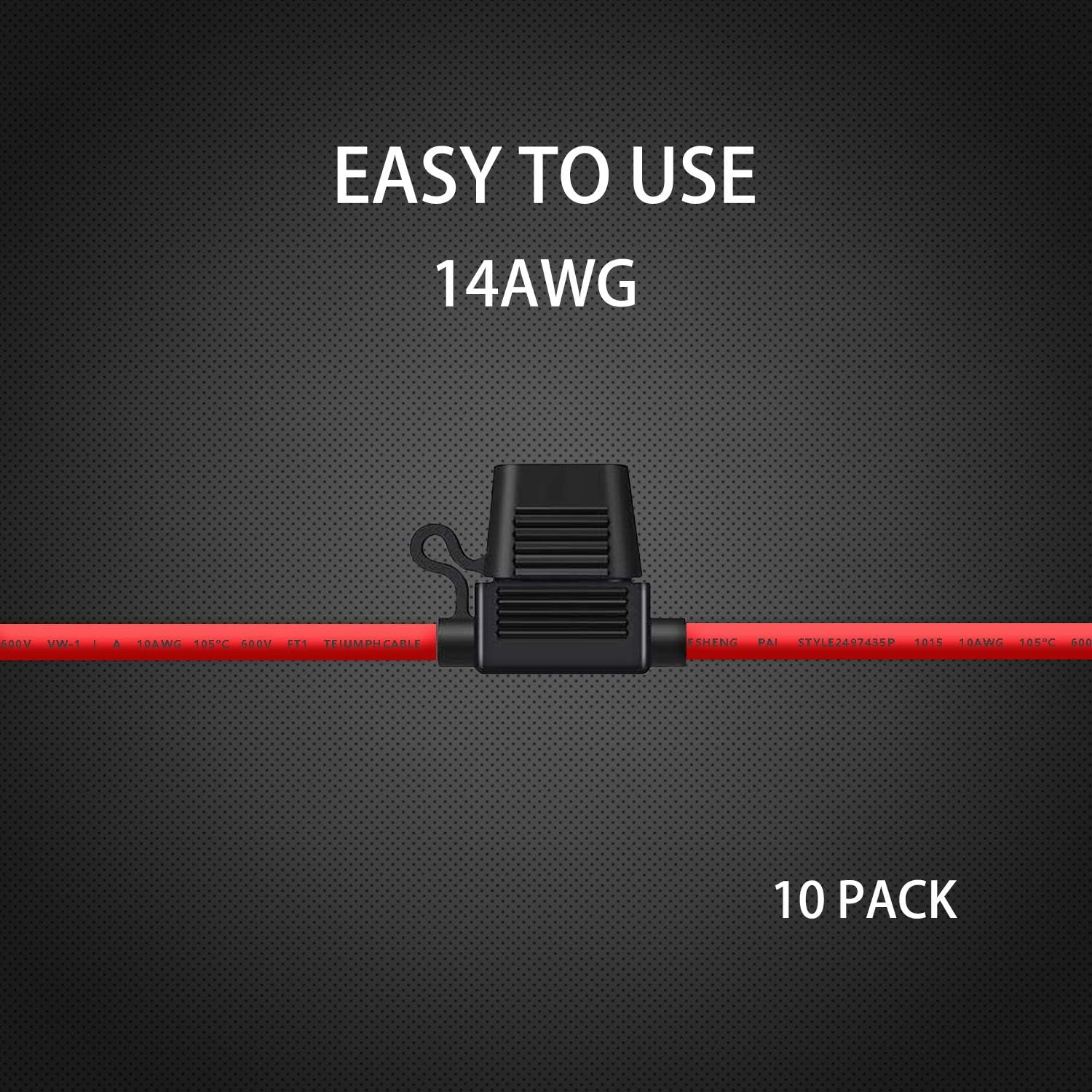 10 Pack 14 Awg Inline Fuse Holder - 12V-Dc Atc/Ato 14 Gauge Fuse Holder For 15A Blade Fuse