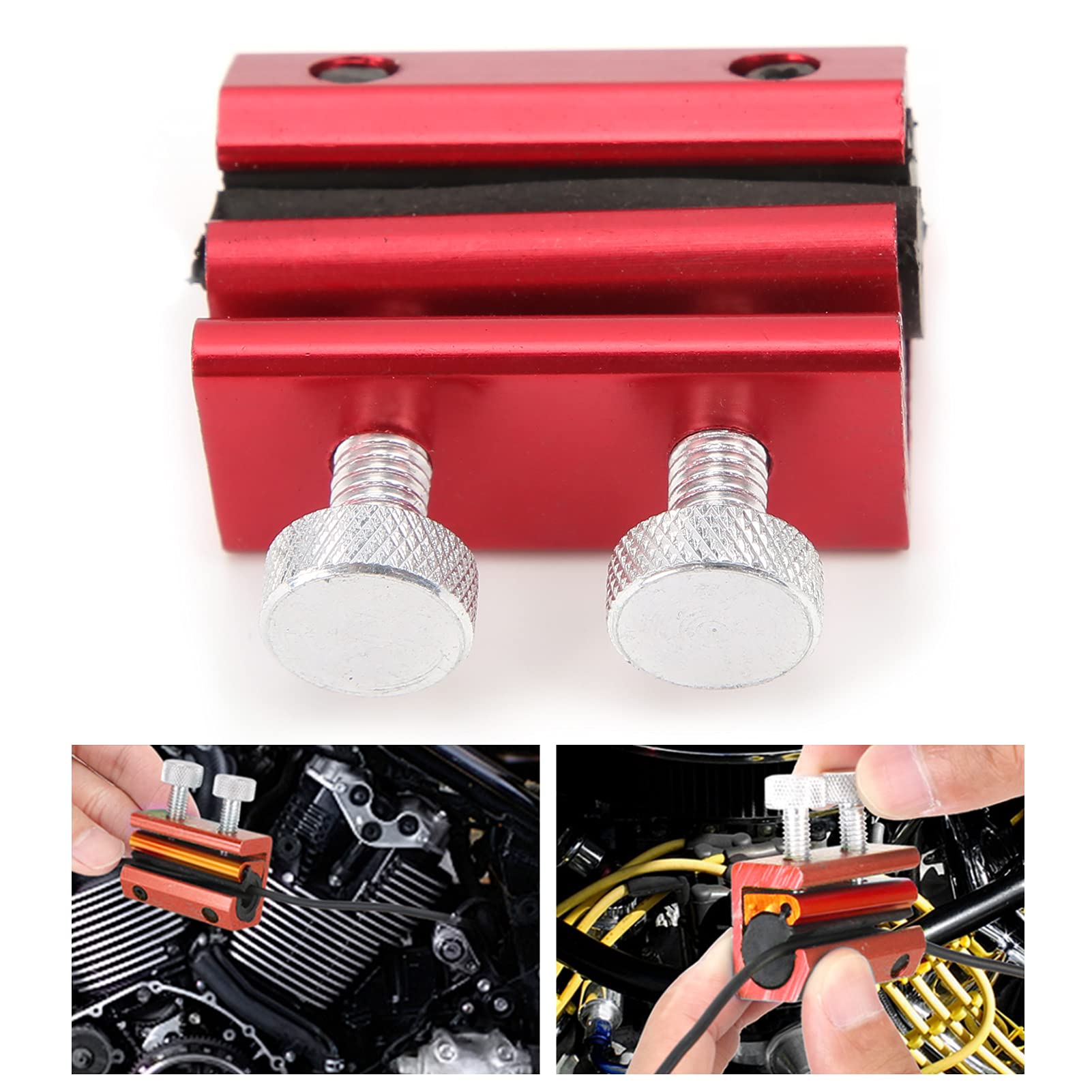 Aramox Cable Lubricator Tool, Chain Lubricator Cable Luber Oiler Lubricator Tool Kit Aluminum + Rubber Replacement For Motorcycle Atv(Red)