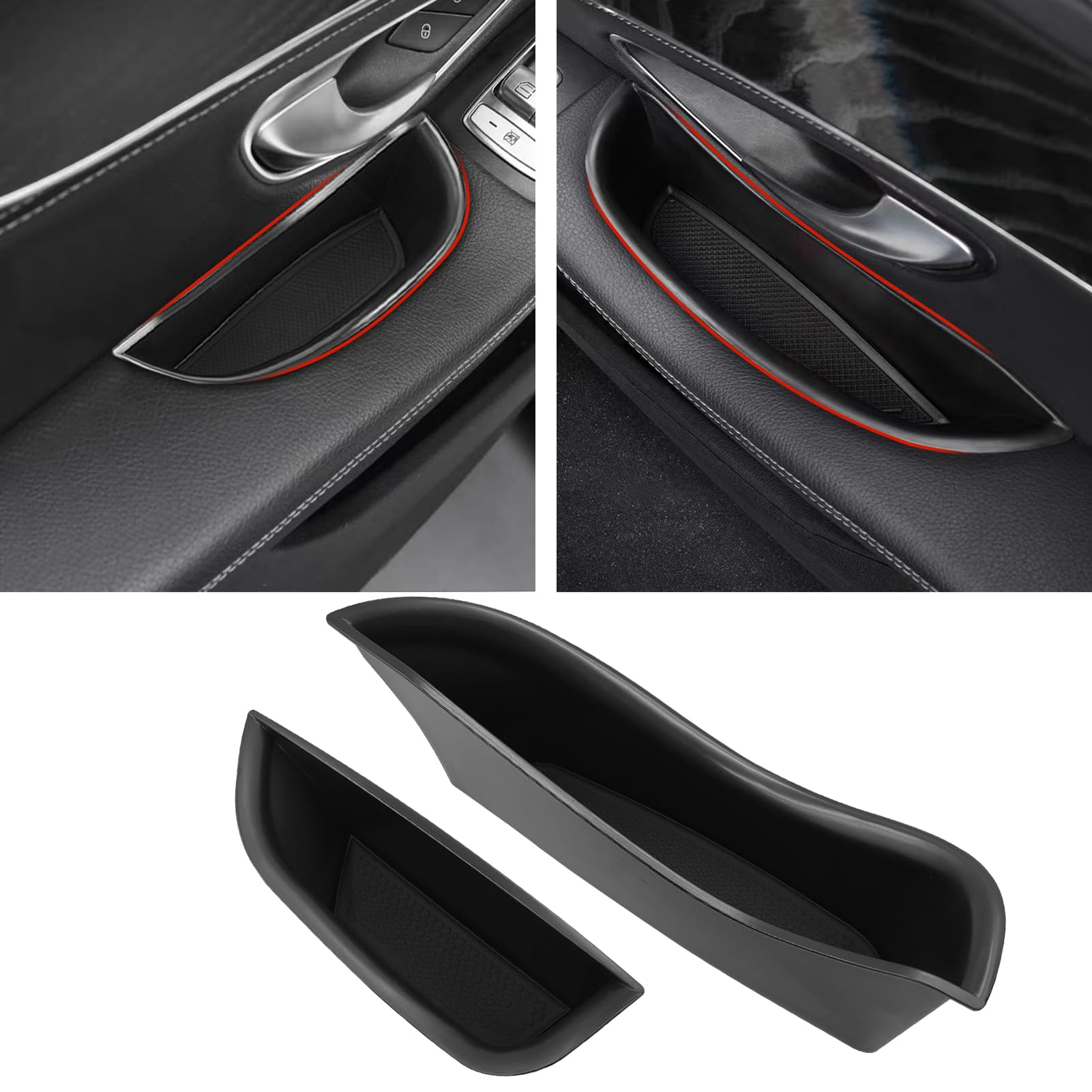 Ttcr-Ii Compatible With Mercedes C Class Door Handle Organizer 2015-2021 (For Sedan Only), Glc Class Door Handle Storage Box 201