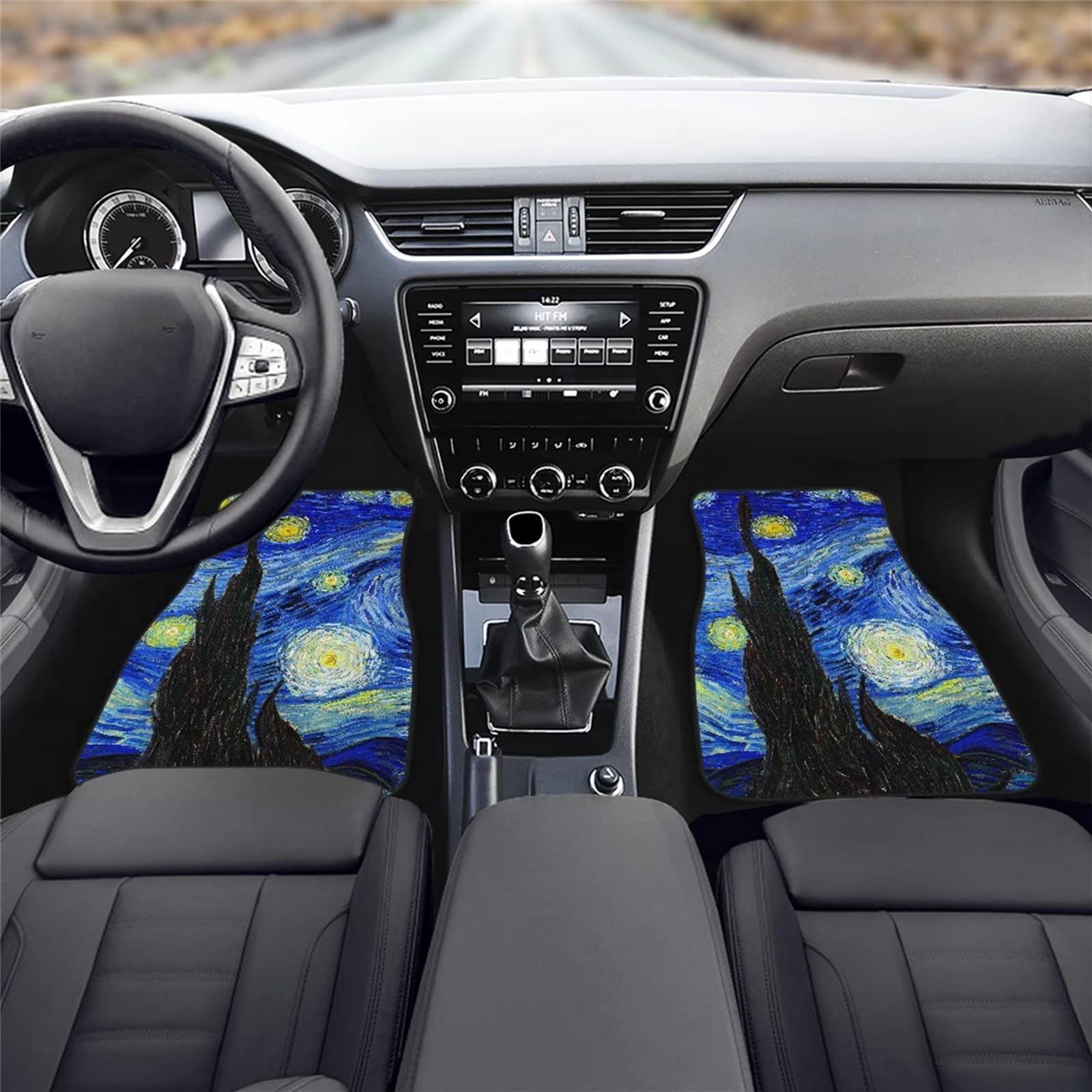 Suhoaziia Starry Night Car Floor Mats Carpet for Sedan SUV Truck, Front & Rear Seat Rug 4pcs, All Weather Liners Protection for