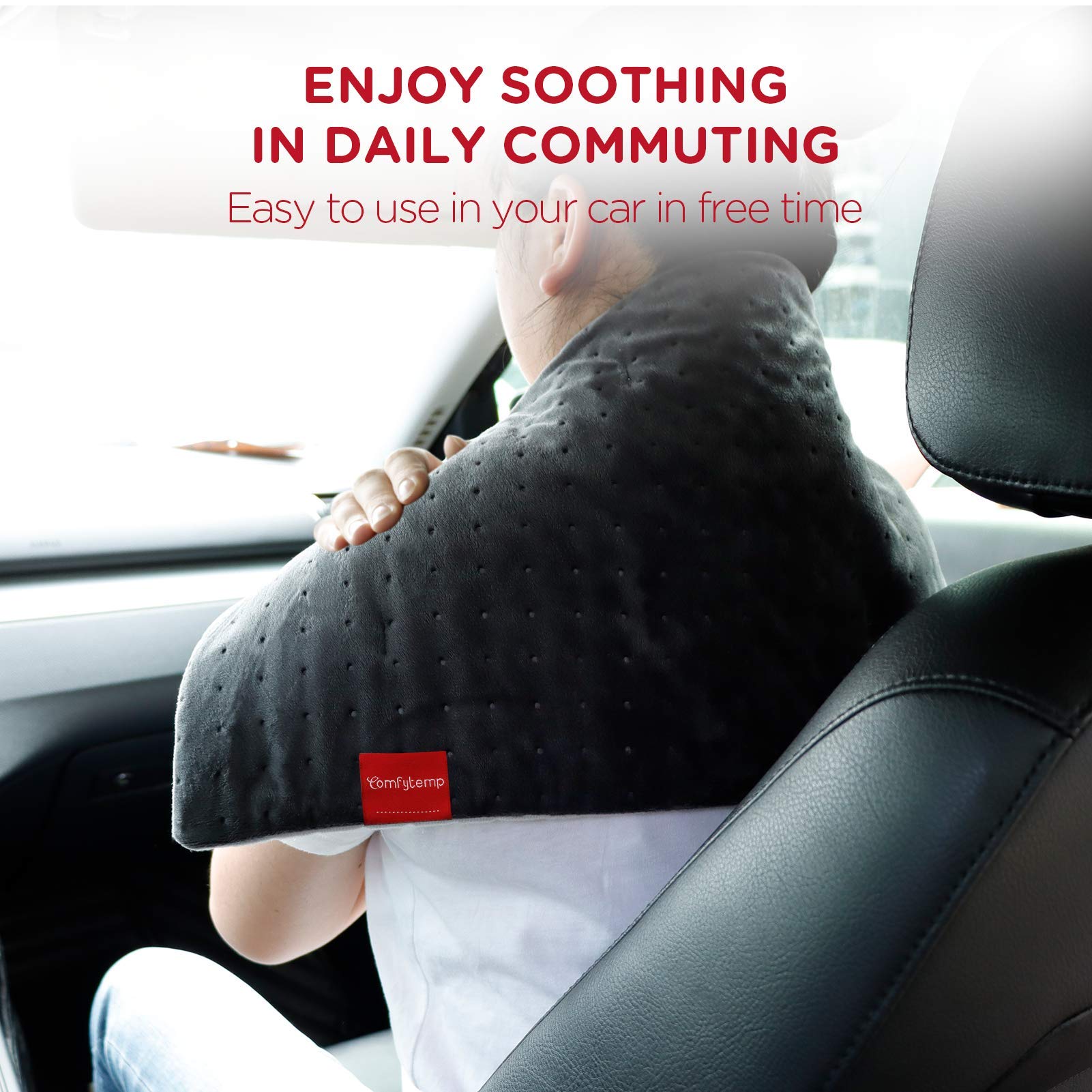 12V/24V Car Electric Blanket For Back Pain Relief, Comfytemp Travel Blanket With 6 Heat Setting, 5 Auto-Off, Portable Mini Blanket For Back Pain, Shoulders And Cramps Relief, 12X 24 Washable