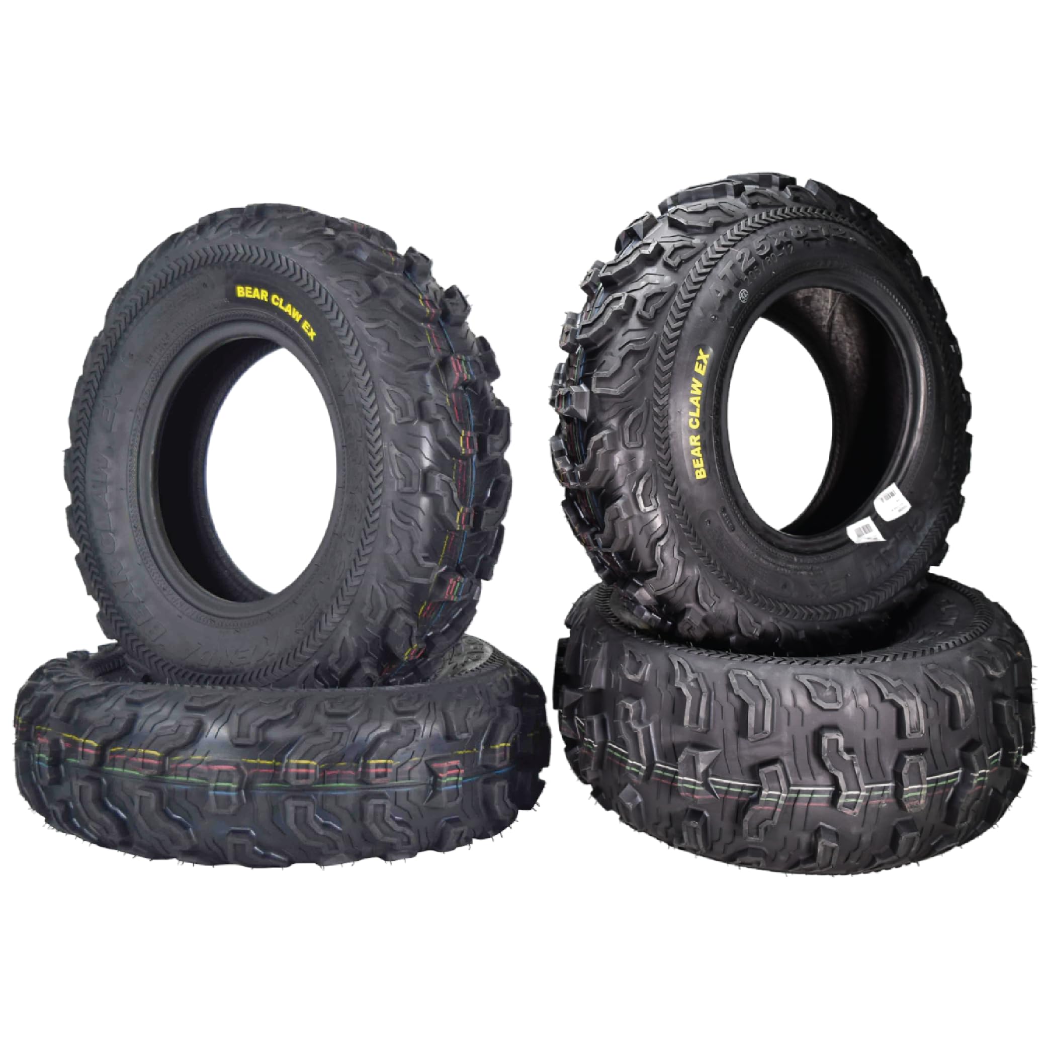 Kenda Bearclaw Ex K573-25X8-12 Front & 25X10-11 Rear Tires For All Terrain (Atv), Utv, And Side By Side (Sxs) Vehicles - 6-Ply -