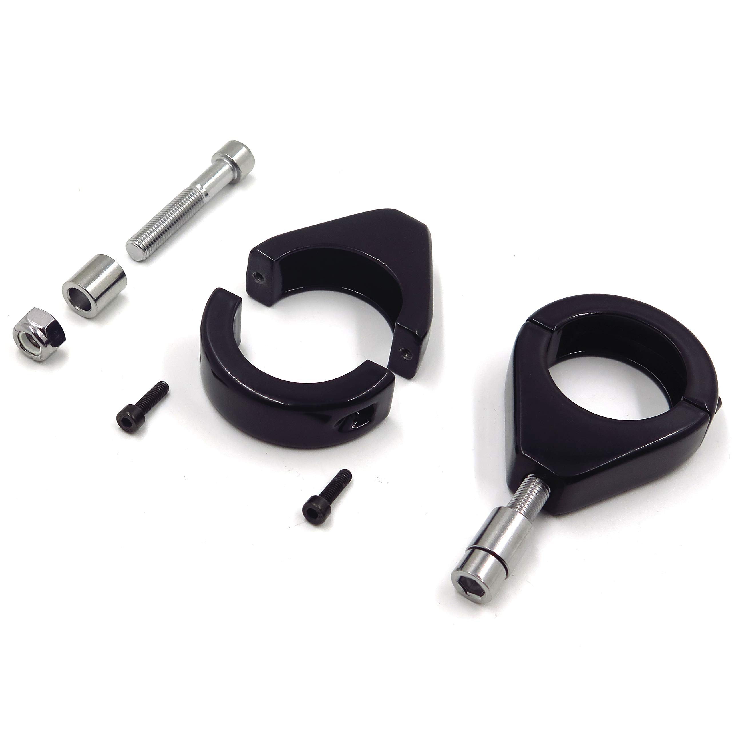 Httmt Mt299-001-Bk Turn Signal Indicator Relocation Fork Clamp Kit Compatible With Harley Softail Mount Bracket 41Mm Fork Black